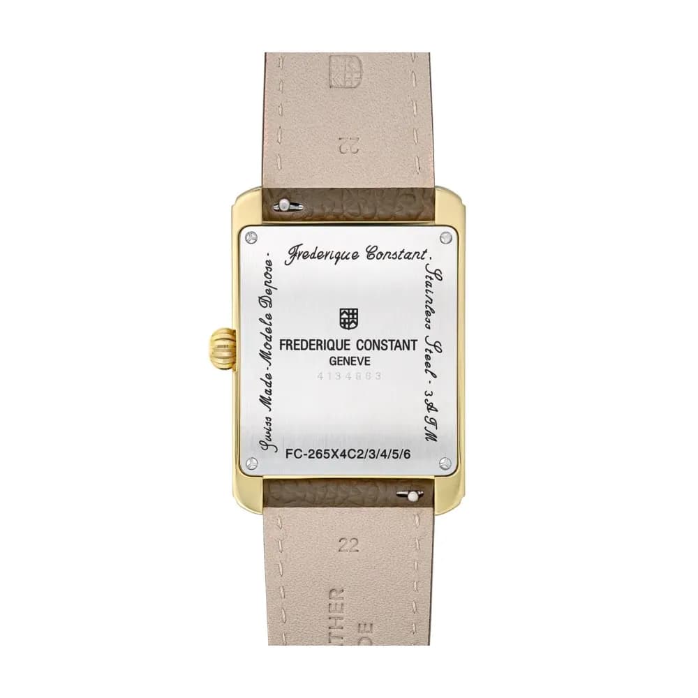 Frédérique Constant Montre Frédérique Constant Classics Carrée Calendar Moonphase Quartz Cadran Blanc Bracelet Cuir - FC-265S4C5