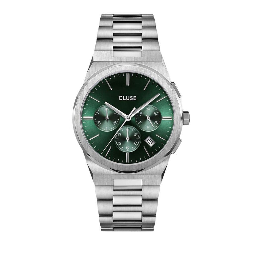 Cluse Vigoureux Chrono Watch Steel, Green, Silver Colour