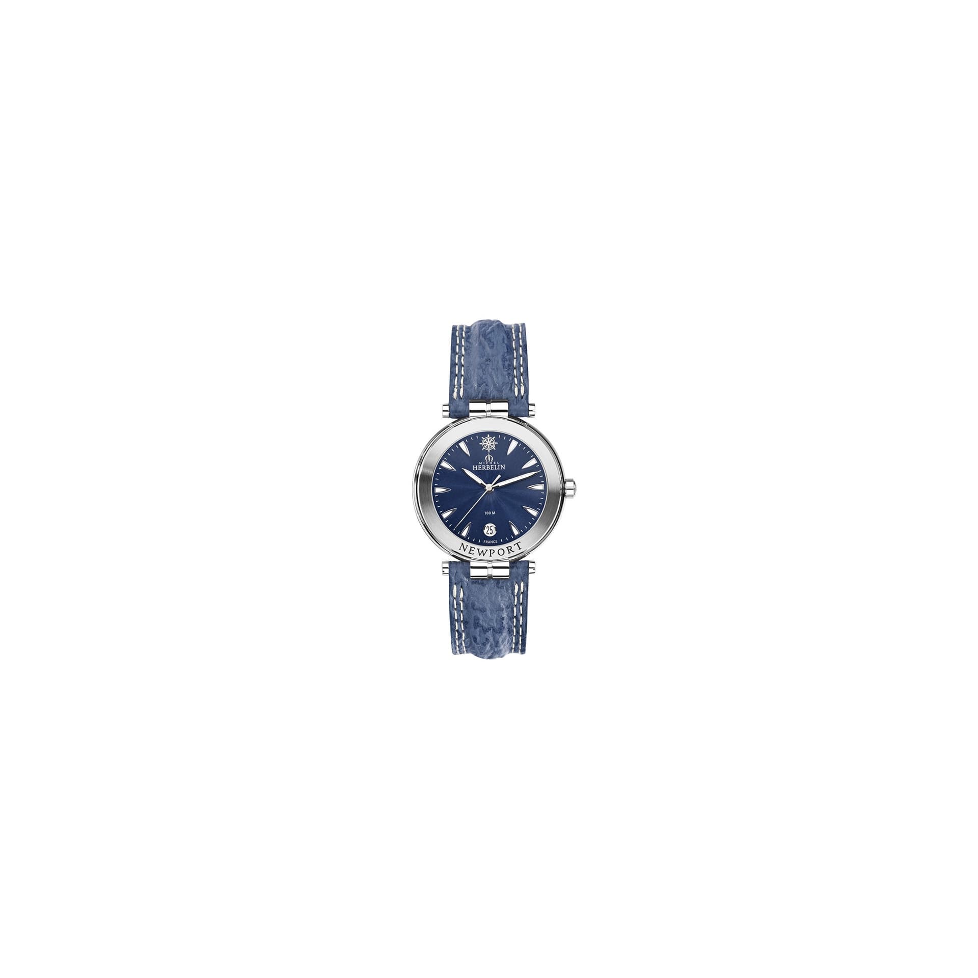 Michel Herbelin Montre Michel Herbelin Newport quartz cadran bleu bracelet cuir bleu 38,5 mm