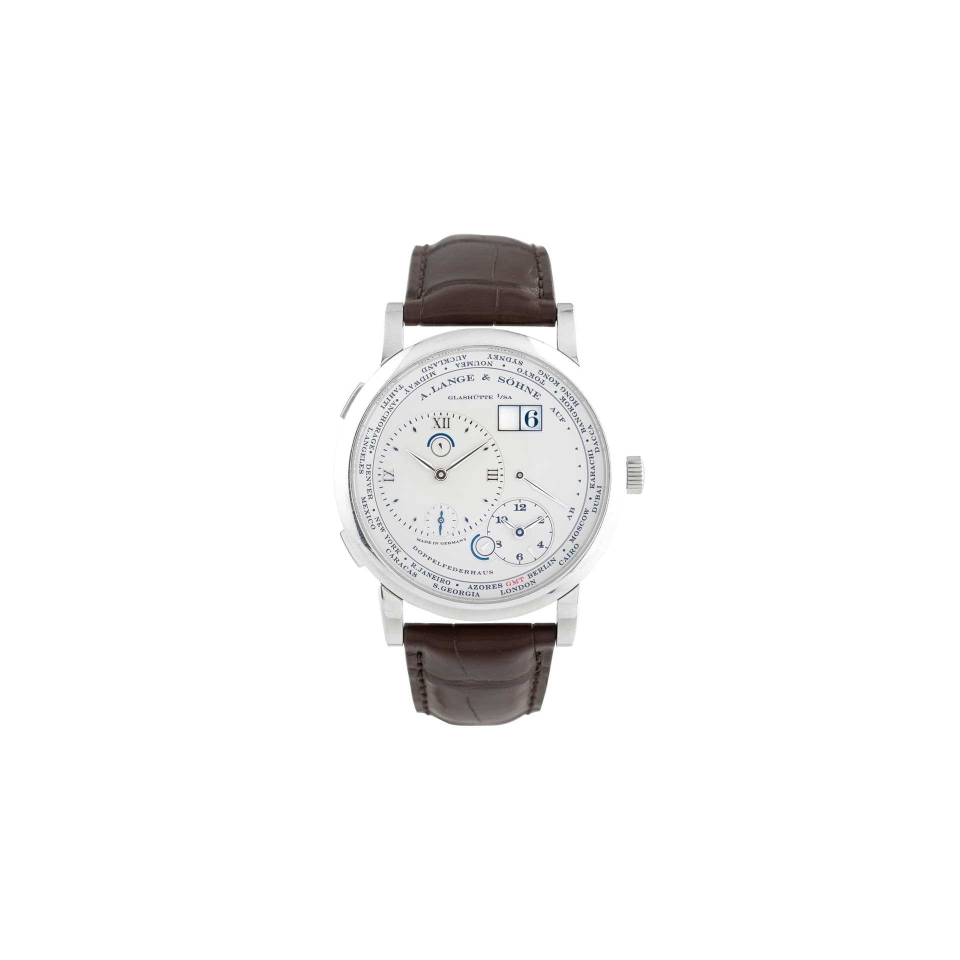 A. Lange &amp; Söhne Montre A. Lange &amp; Söhne Lange 1 Time Zone platine mécanique 42 mm Full Set 2006