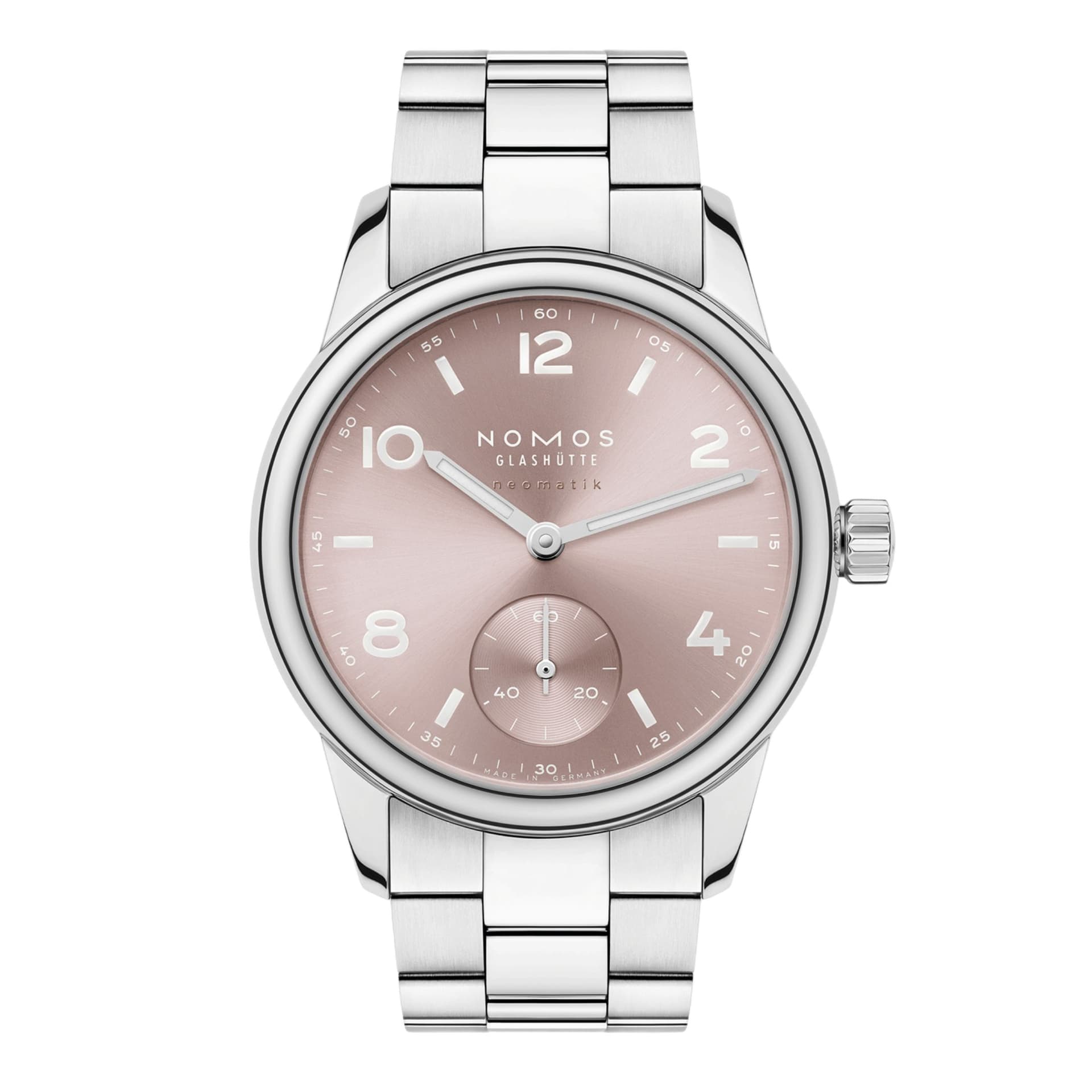 Nomos Montre Nomos Club Sport Neomatik 34 Rosé automatique fond saphir cadran rose bracelet acier 34 mm