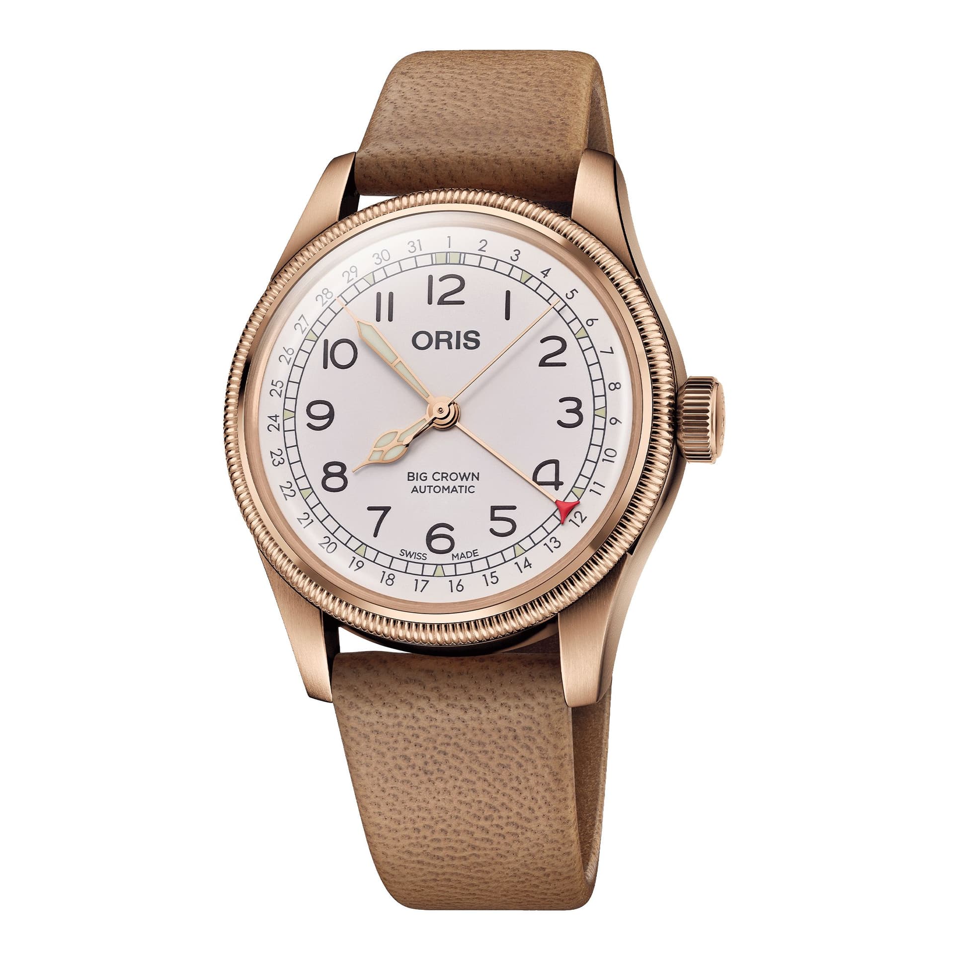 Oris Montre Oris Big Crown Bronze Pointer Date Father Time automatique cadran blanc bracelet cuir 40 mm