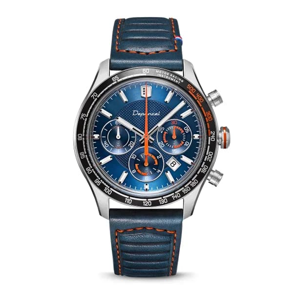 Depancel Montre Depancel Allure chronographe auto cadran bleu bracelet cuir