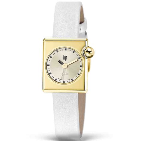 Lip Montre Lip Mach 2000 Mini Square - - cadran Doré- 30 x 28 mm - Acier et PVD Doré -671663