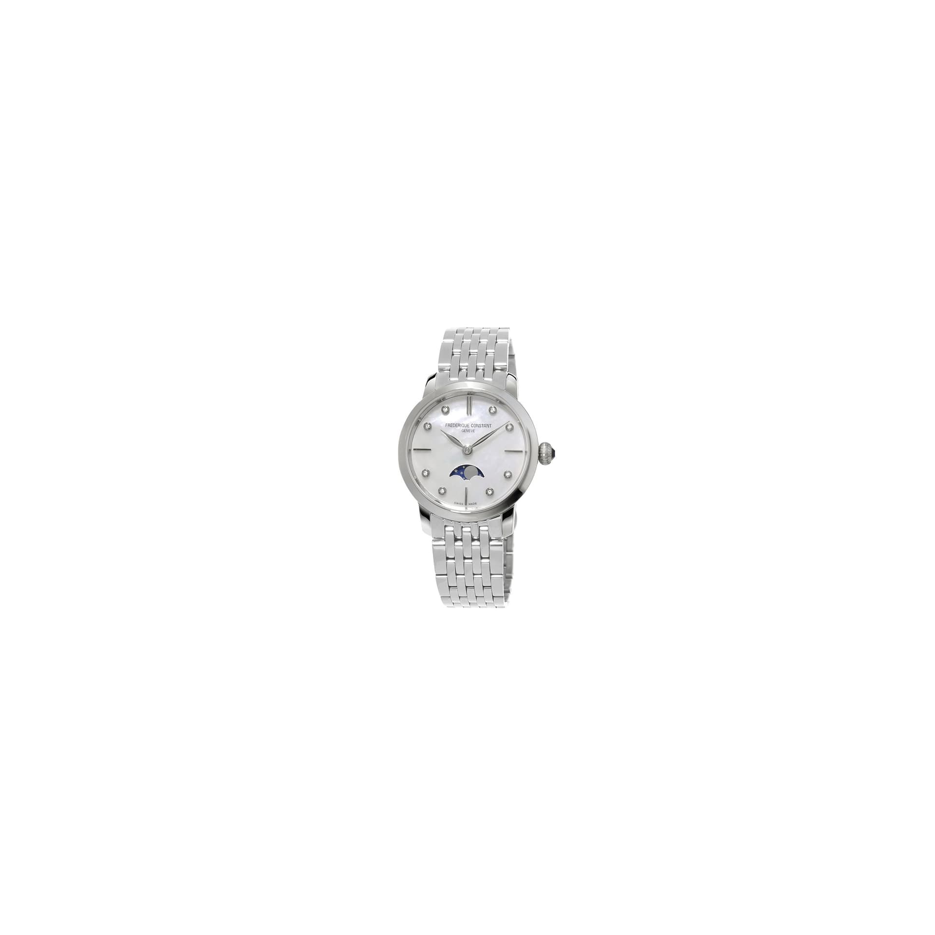Frédérique Constant Montre Frédérique Constant Slimline Moonphase quartz cadran nacre bracelet acier 30 mm
