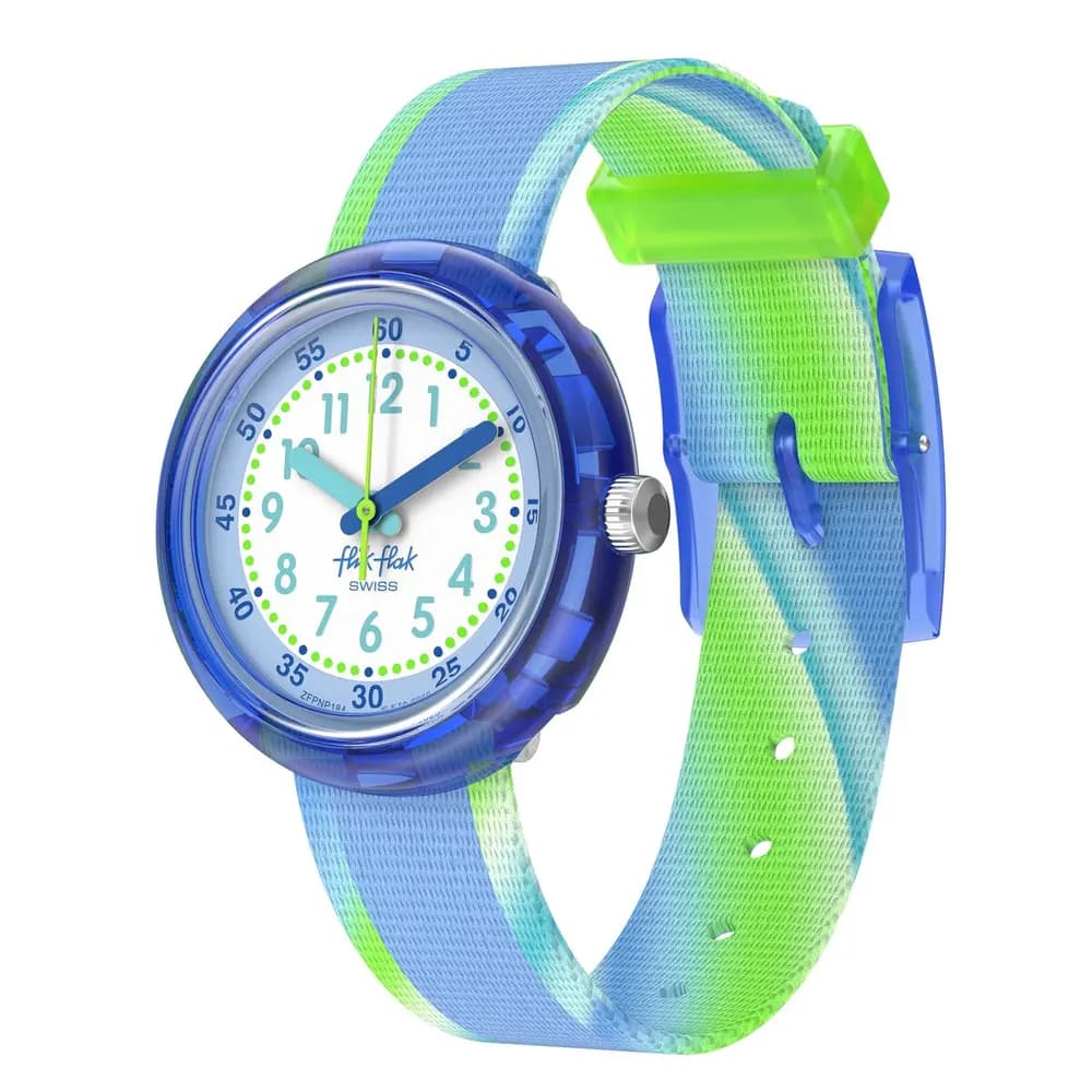 Flik Flak Montre Enfant Spring has sprung Bleu clair, Blanc