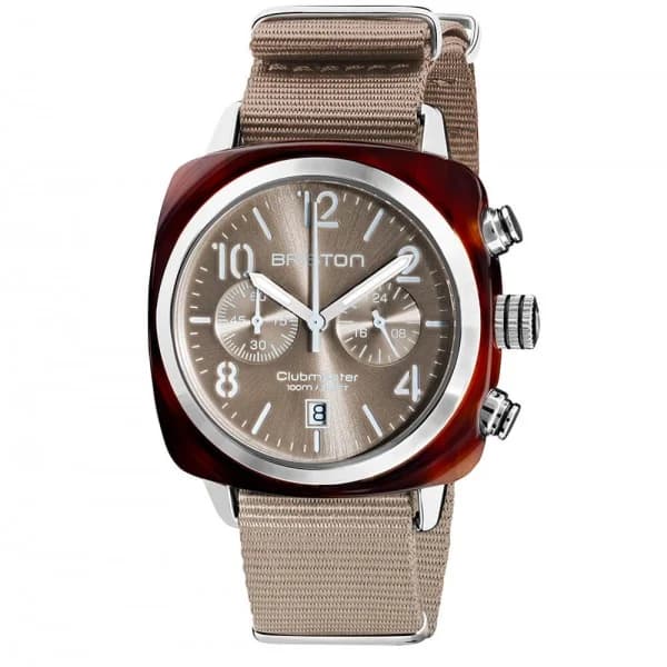 Briston Montre Briston Clubmaster Classic Acétate Bracelet Nato Gris Taupe