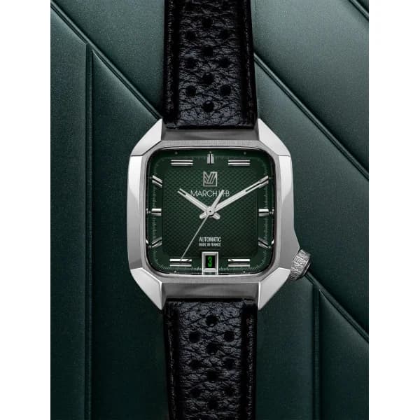 March LA.B Montre March LA.B AM2 Automatique Grall 39 mm Bracelet Buffle Perforé Noir