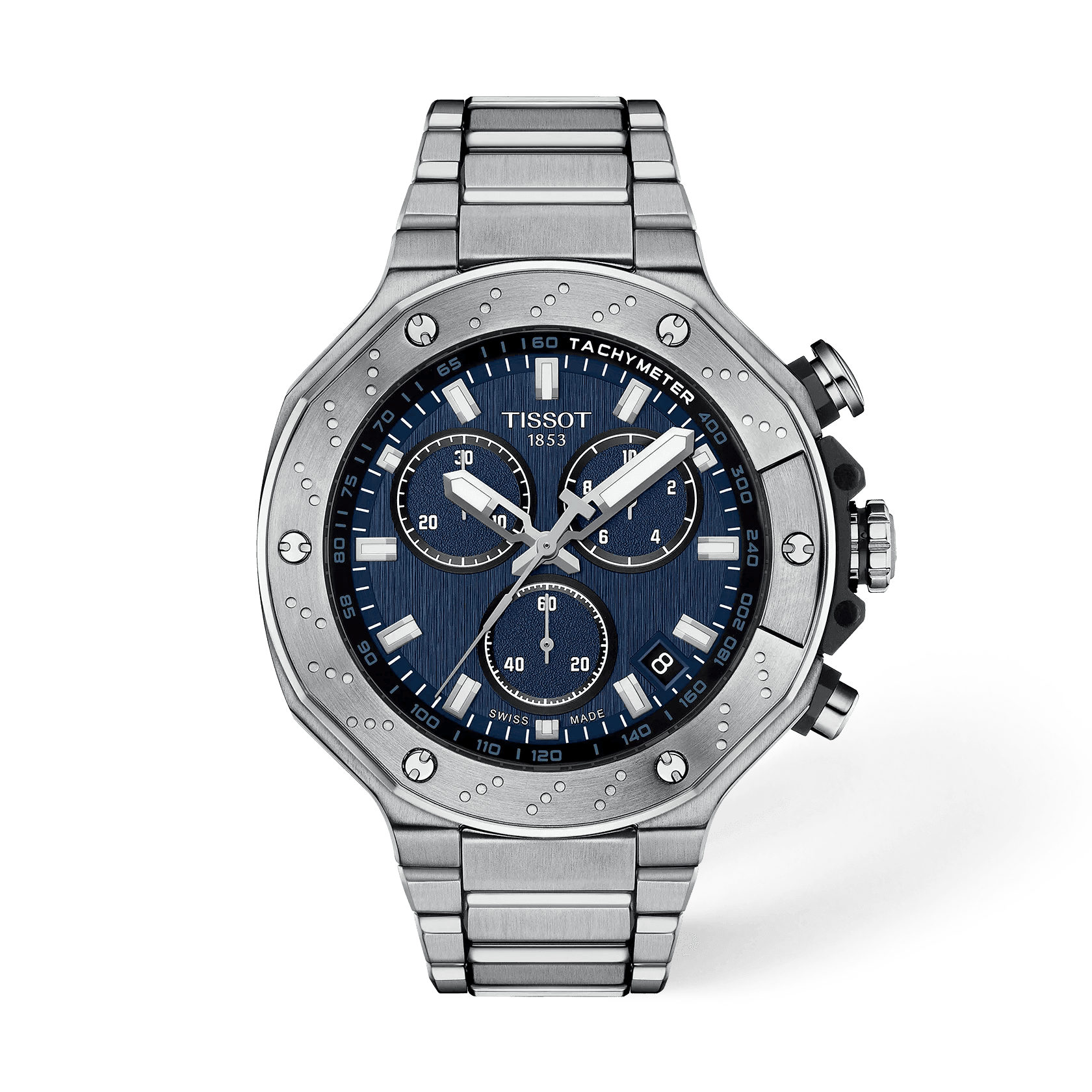 Tissot T-Race 45mm — cadran bleu bracelet acier