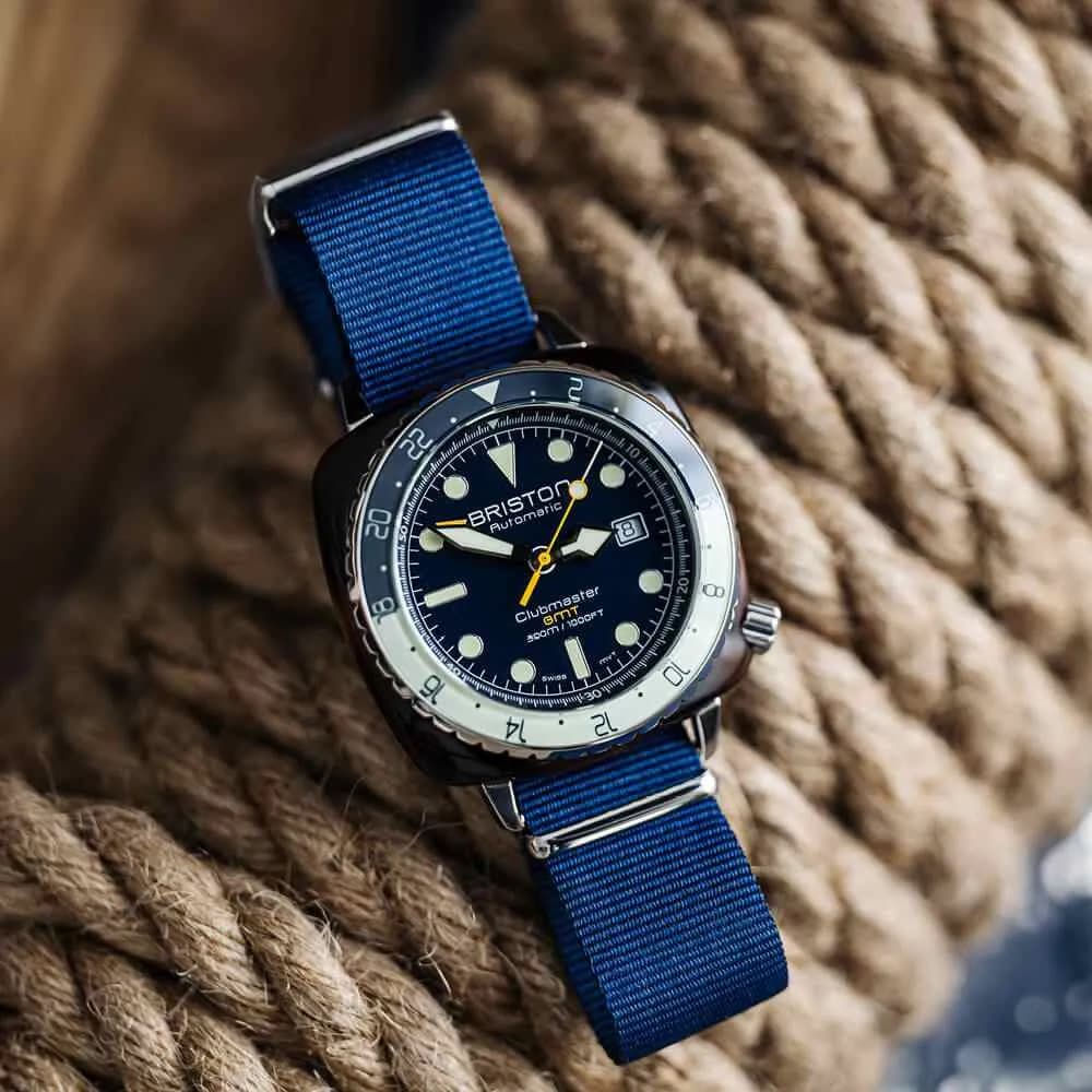 Briston Montre Briston Clubmaster Diver Pro GMT Acétate Cadran Bleu Marine