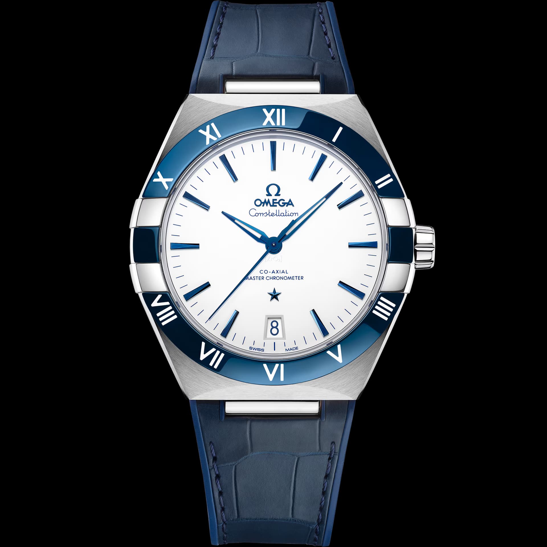 Omega Constellation 41 mm, acier sur bracelet en cuir