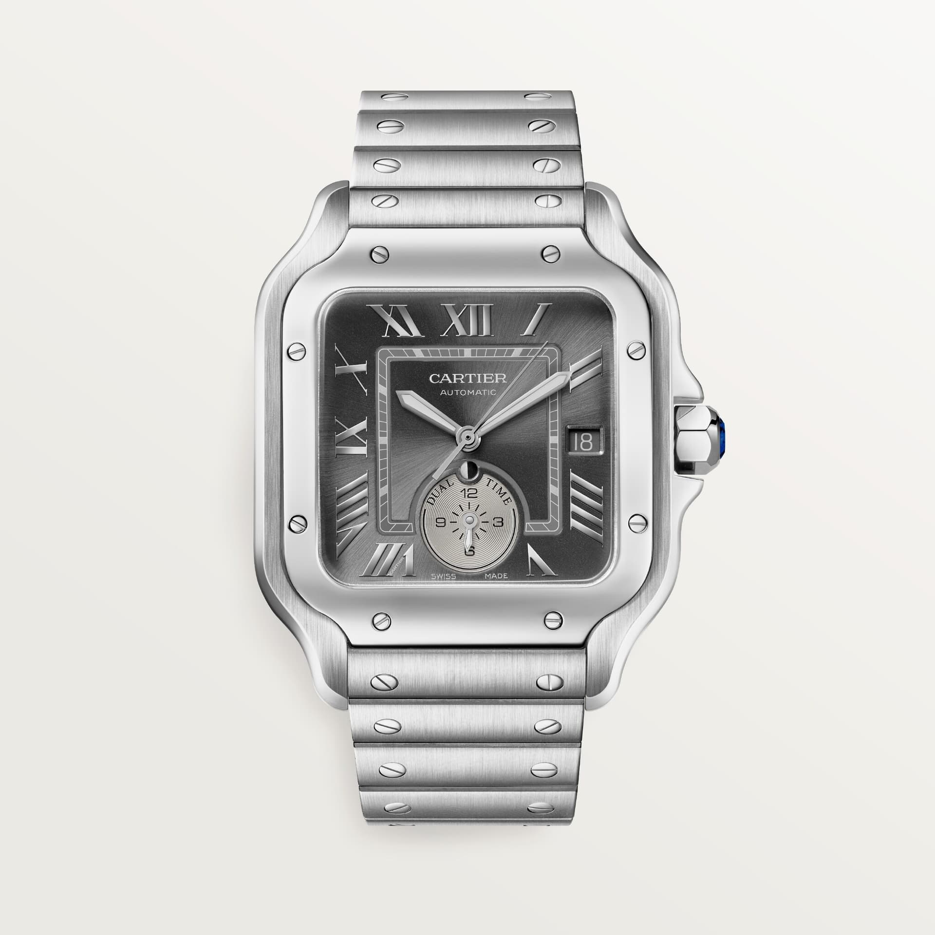 Cartier Santos — cadran argenté bracelet cuir