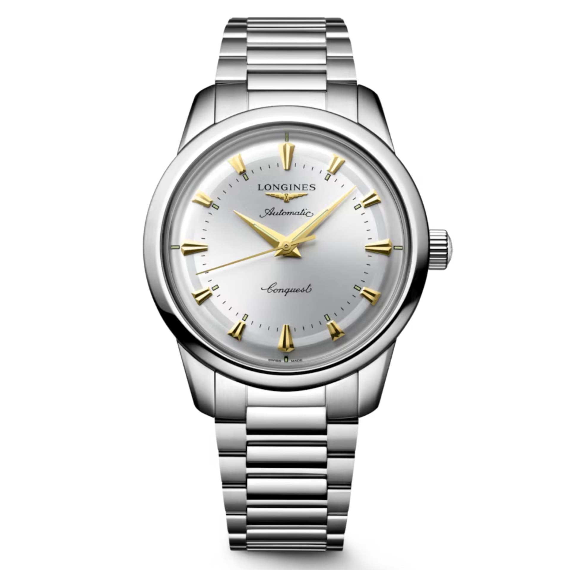 Longines Montre Longines Conquest Heritage automatique cadran argenté bracelet acier 40 mm