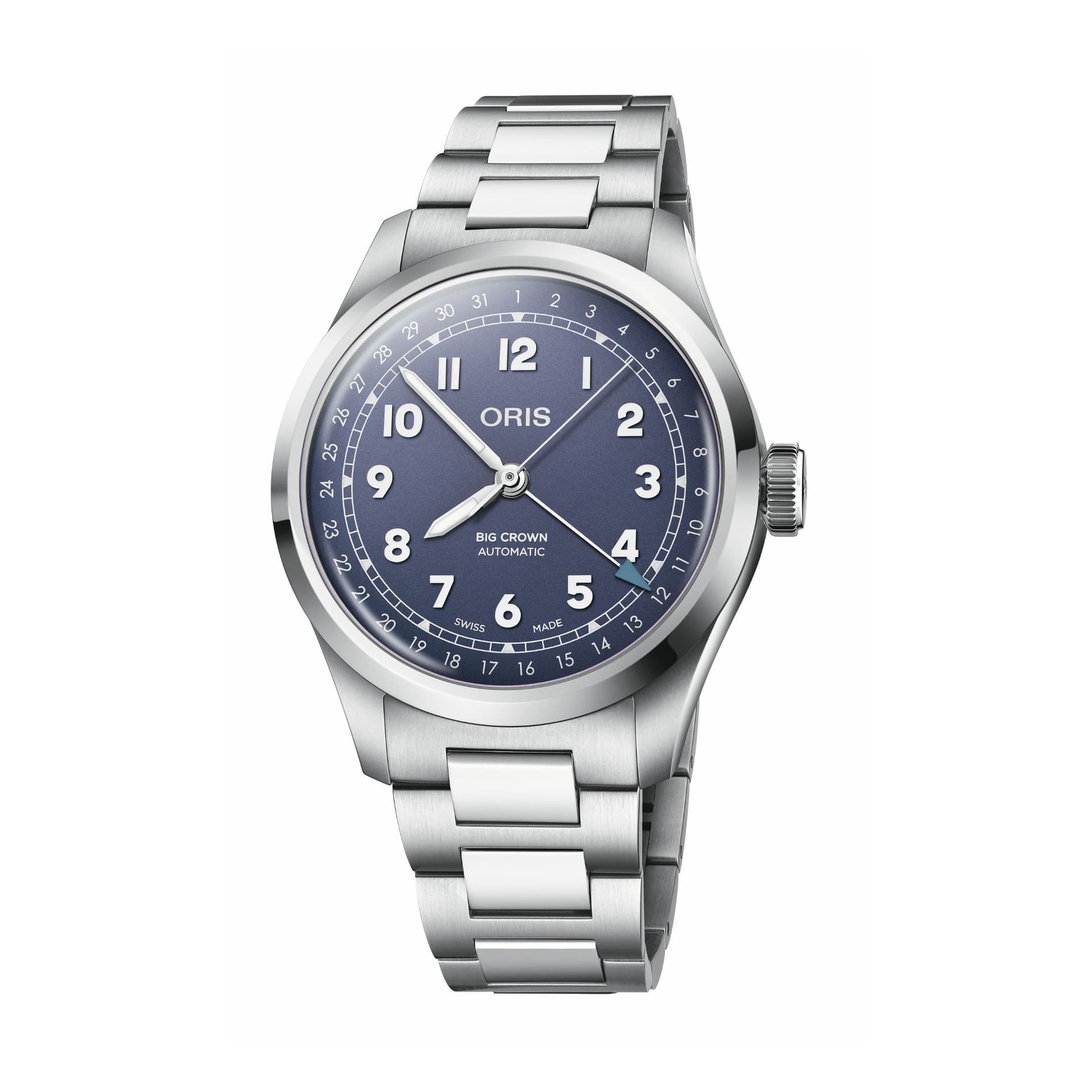 Oris Montre Oris Big Crown Pointer Date automatique cadran indigo bracelet acier 40 mm