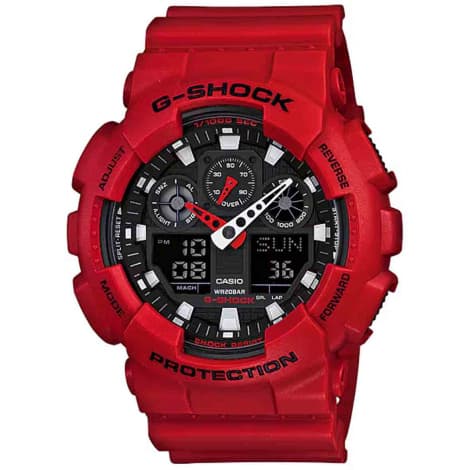 Casio Montre GShock Classic - Série GA-100 - Rouge 55 × 51.2 mm- GA-100B-4A
