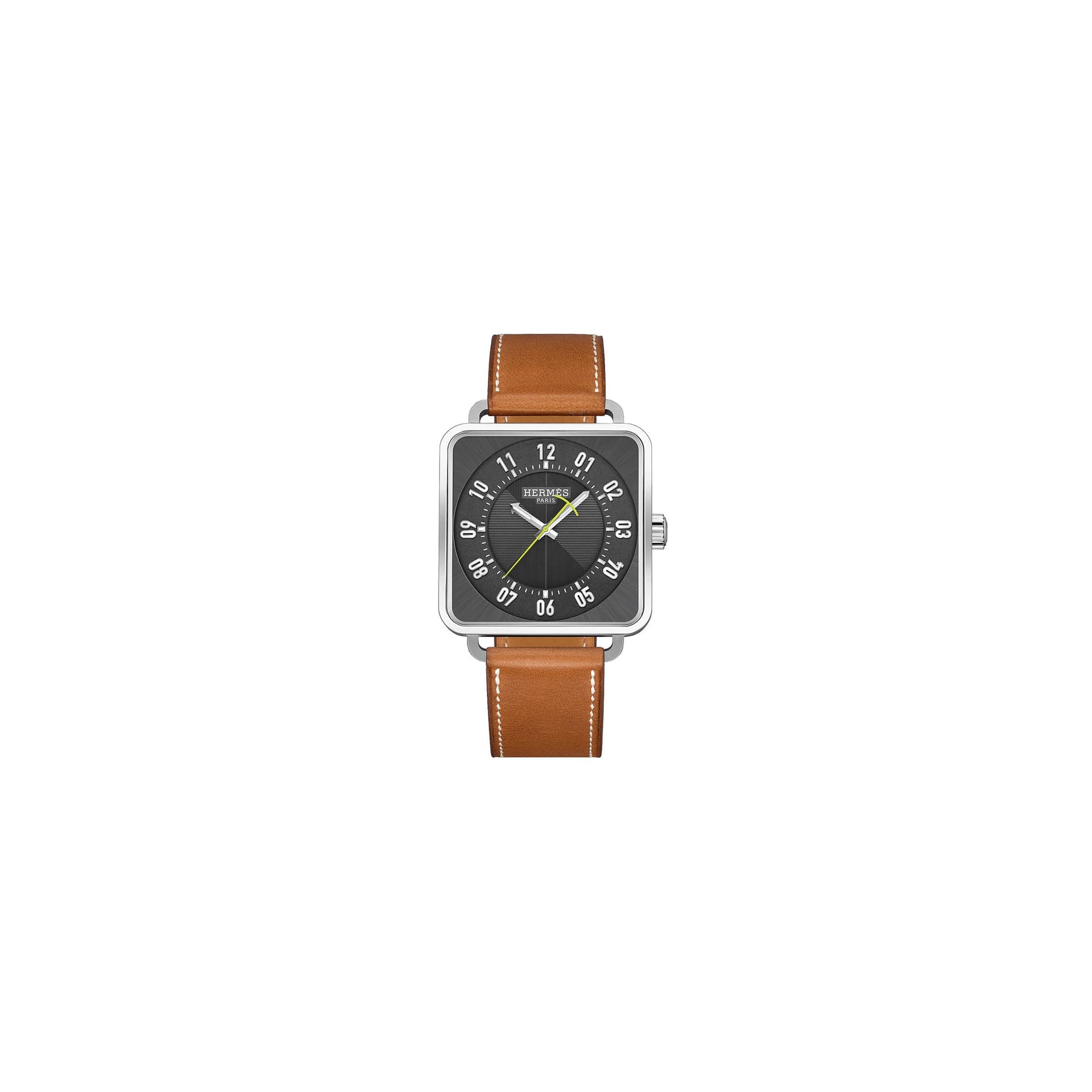 Hermès Montre HERMÈS Carré H Très Grand Modèle automatique cadran anthracite bracelet cuir marron 45 mm