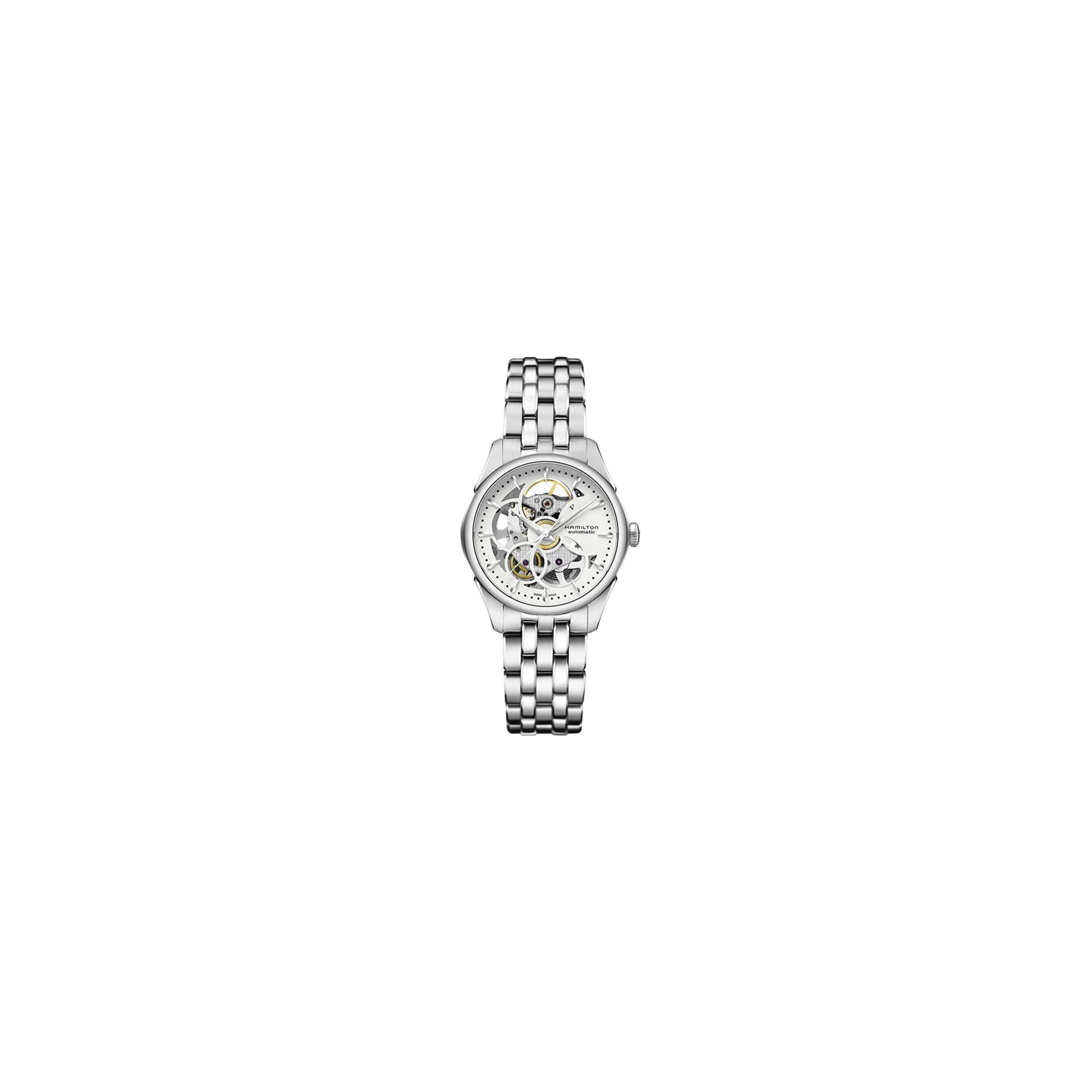 Hamilton Montre Hamilton Jazzmaster Lady Skeleton Automatique Cadran Blanc Bracelet Acier 36 mm