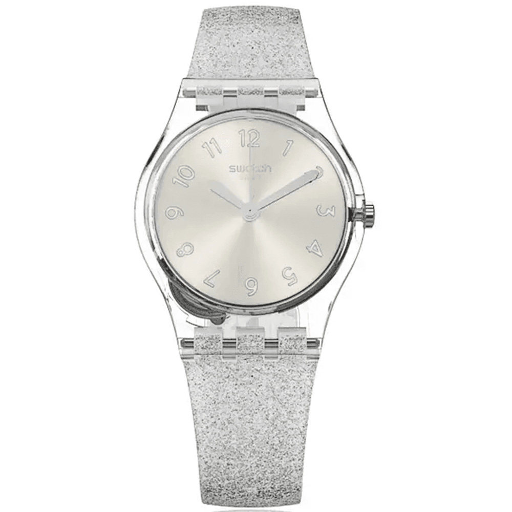 Swatch Montre Swatch Lady Silver Glistar Too en Plastique Transparent