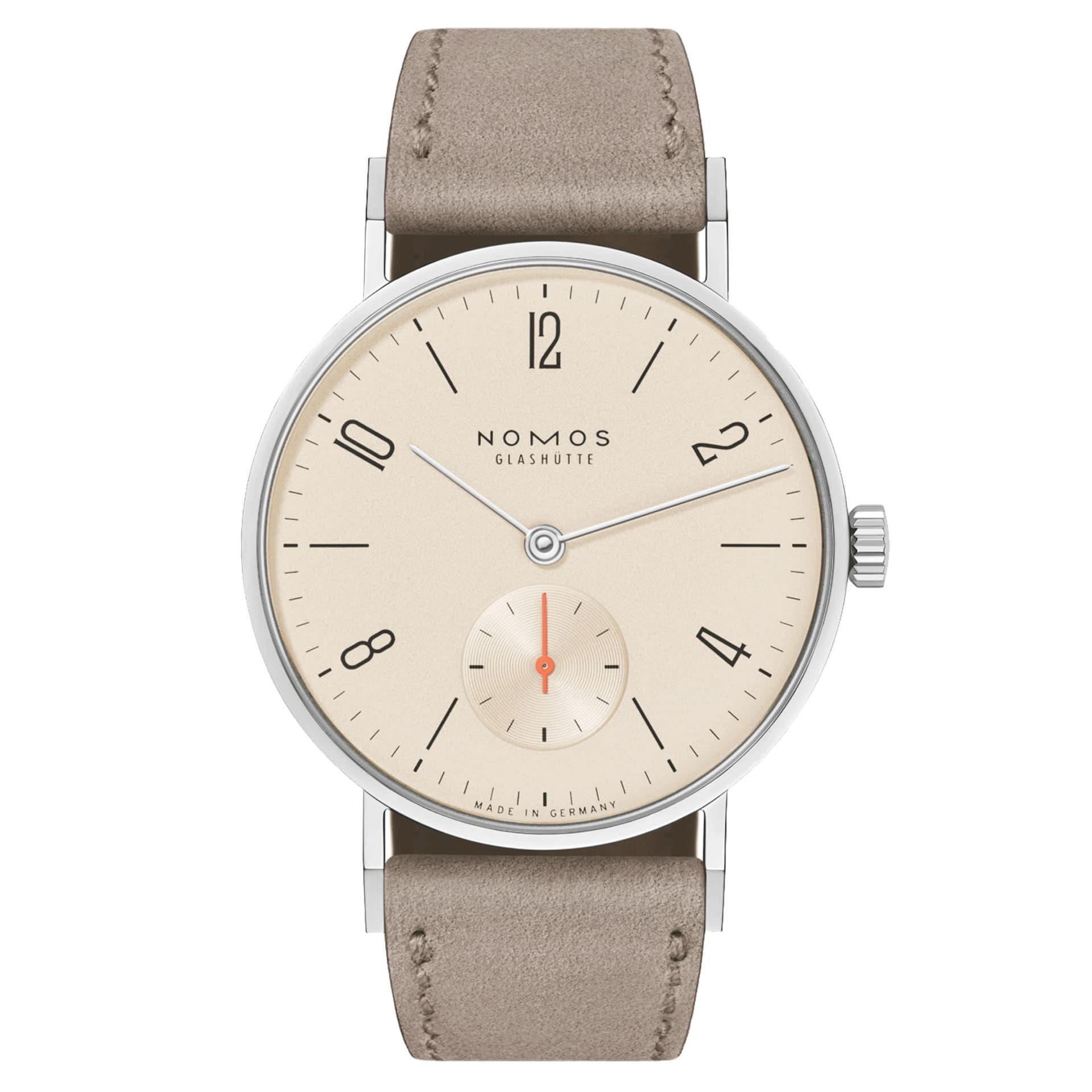 Nomos Montre NOMOS Tangente 33 mécanique fond saphir cadran champagne bracelet cuir beige 32,8 mm