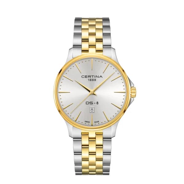 Certina Montre Certina DS-8 Gent 40mm Cadran Argent Bracelet Acier inoxydable PVD