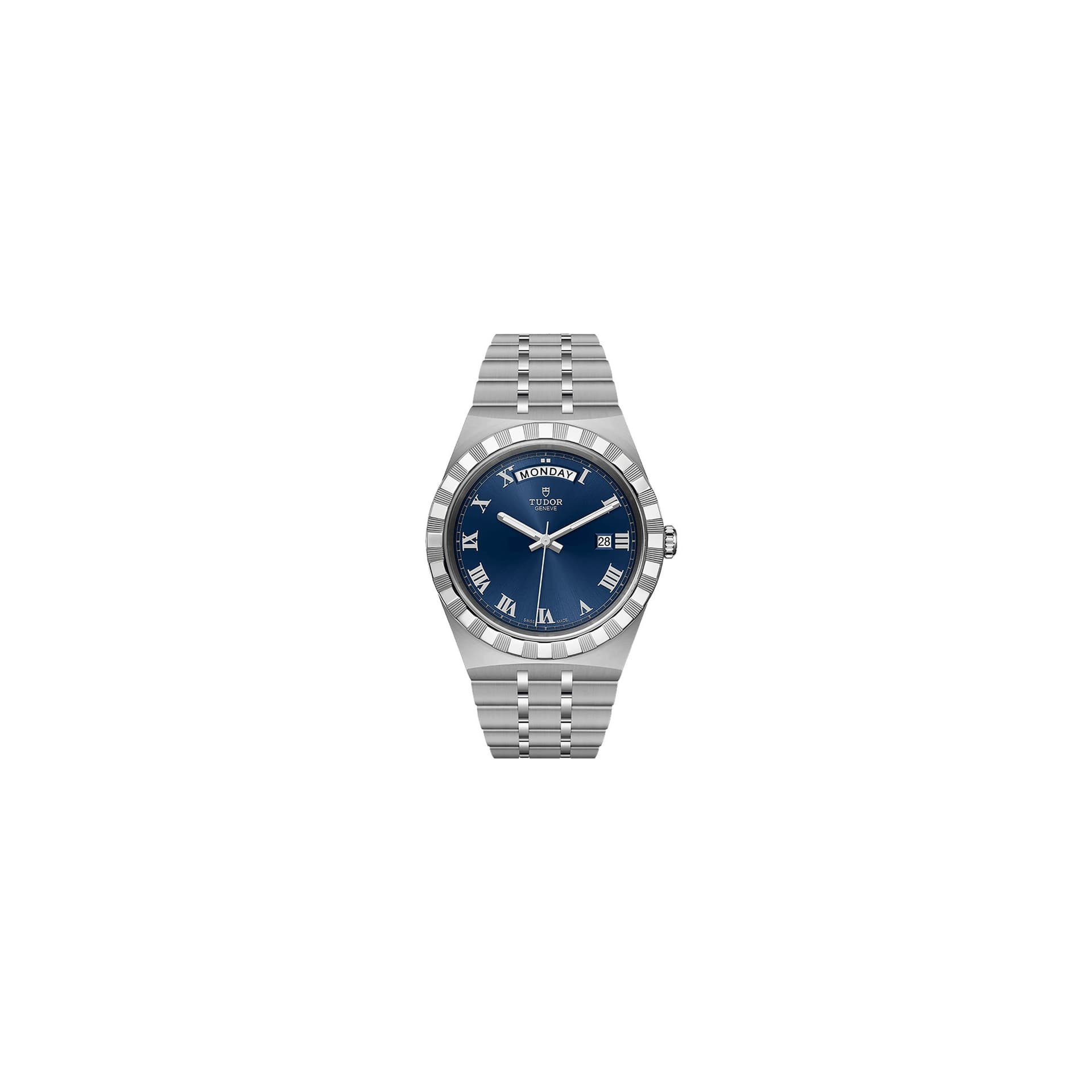 Tudor Montre Tudor Royal automatique index chiffres romains cadran soleillé bleu bracelet acier 41 mm