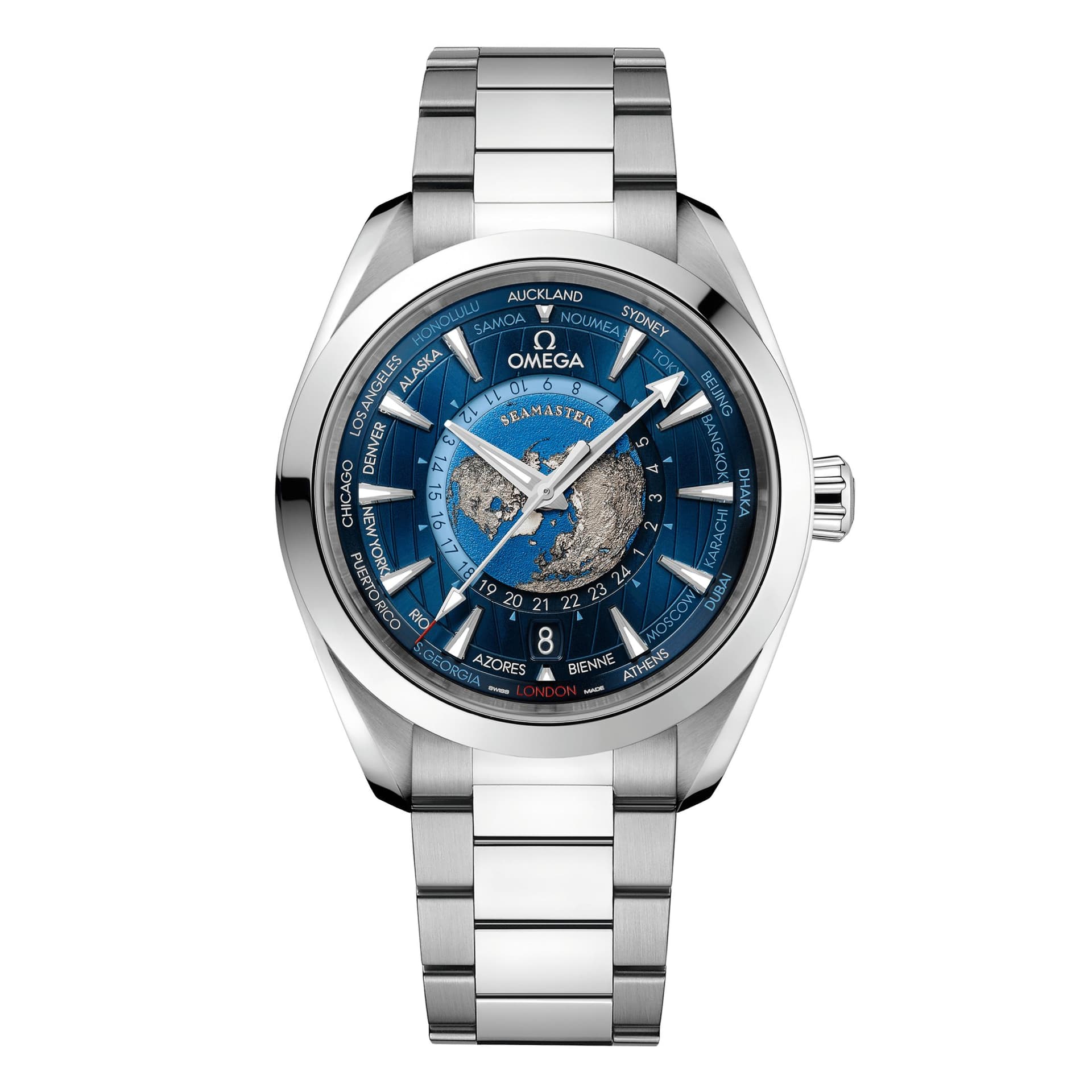 Omega Seamaster Aqua Terra 150m Worldtimer — boîtier acier