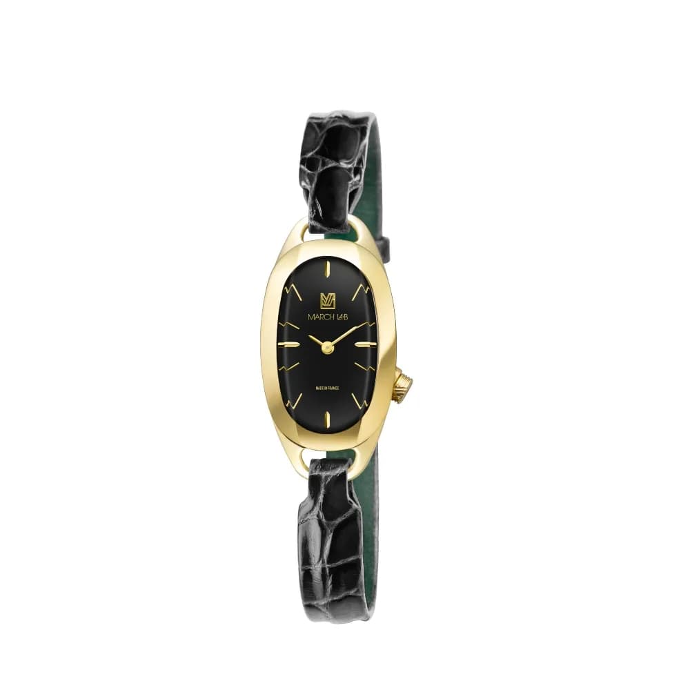 March LA.B Montre OBLONGUE Electrique Supreme - Alligator noir