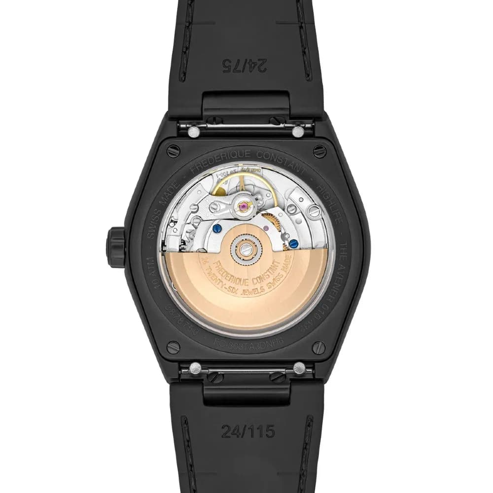 Frederique Constant Montre Frederique Constant Highlife Automatique Cadran Noir Bracelet Caoutchouc