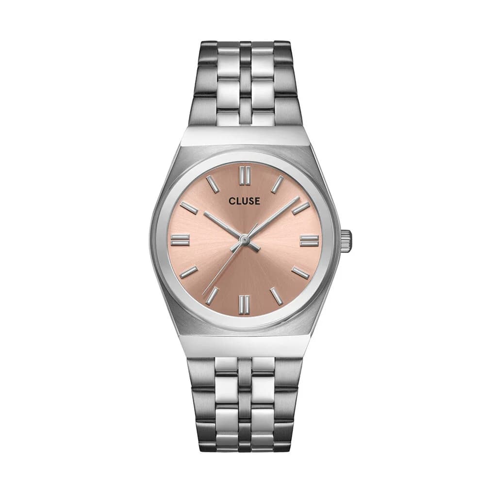 Cluse Retro 70s Watch Steel, Light Salmon, Silver Colour