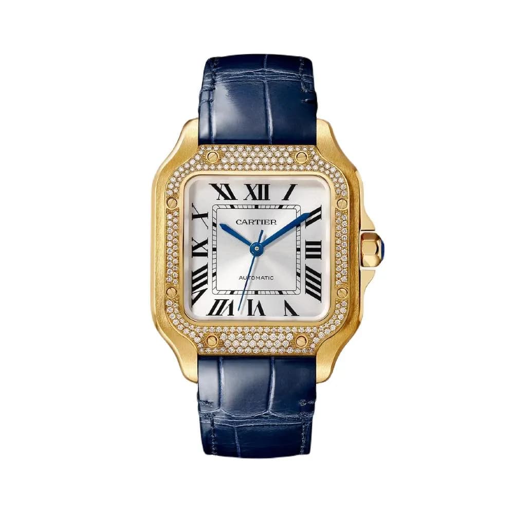 Santos de Cartier — cadran blanc bracelet cuir