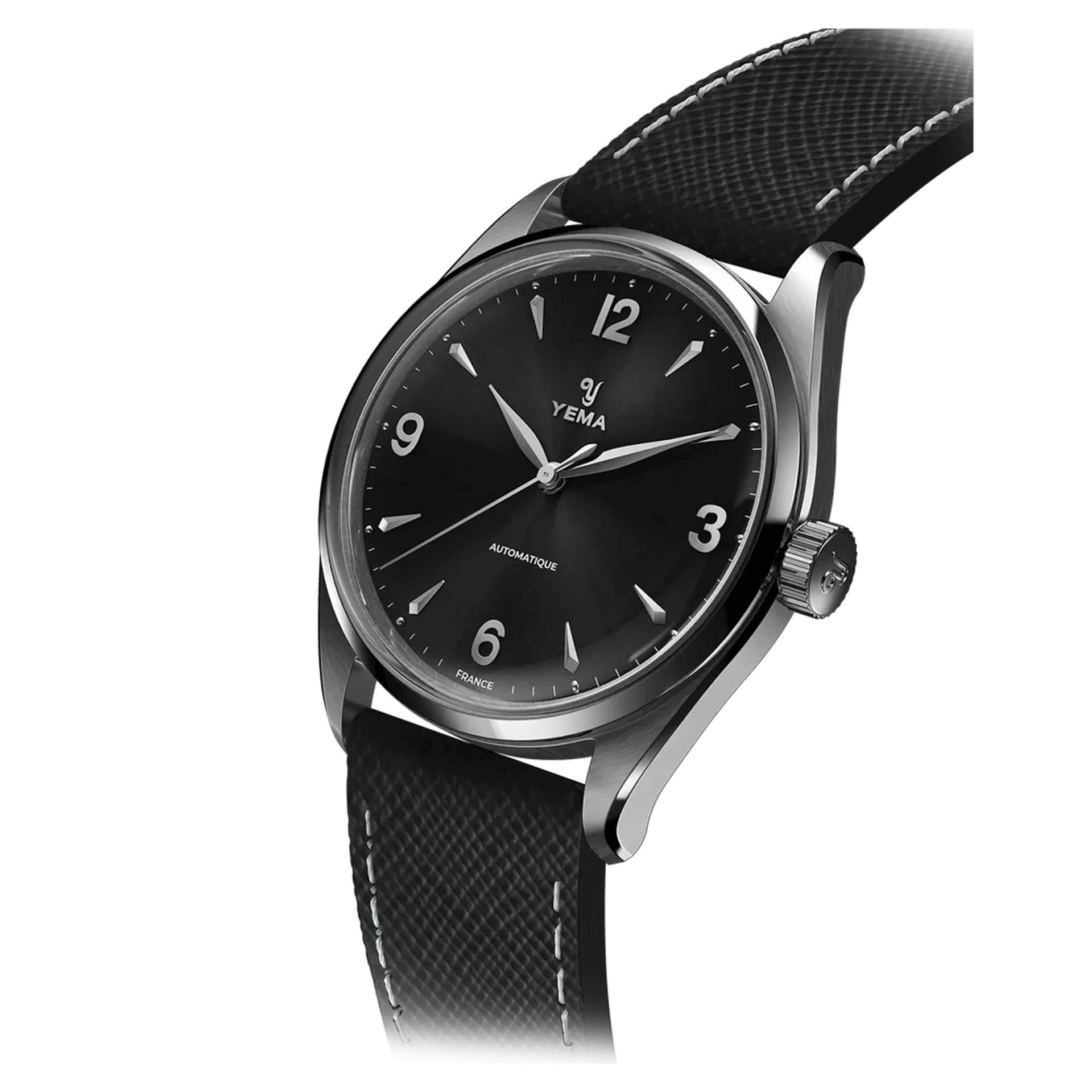 Yema Montre Yema Urban Classic automatique cadran noir bracelet cuir noir 37,5 mm