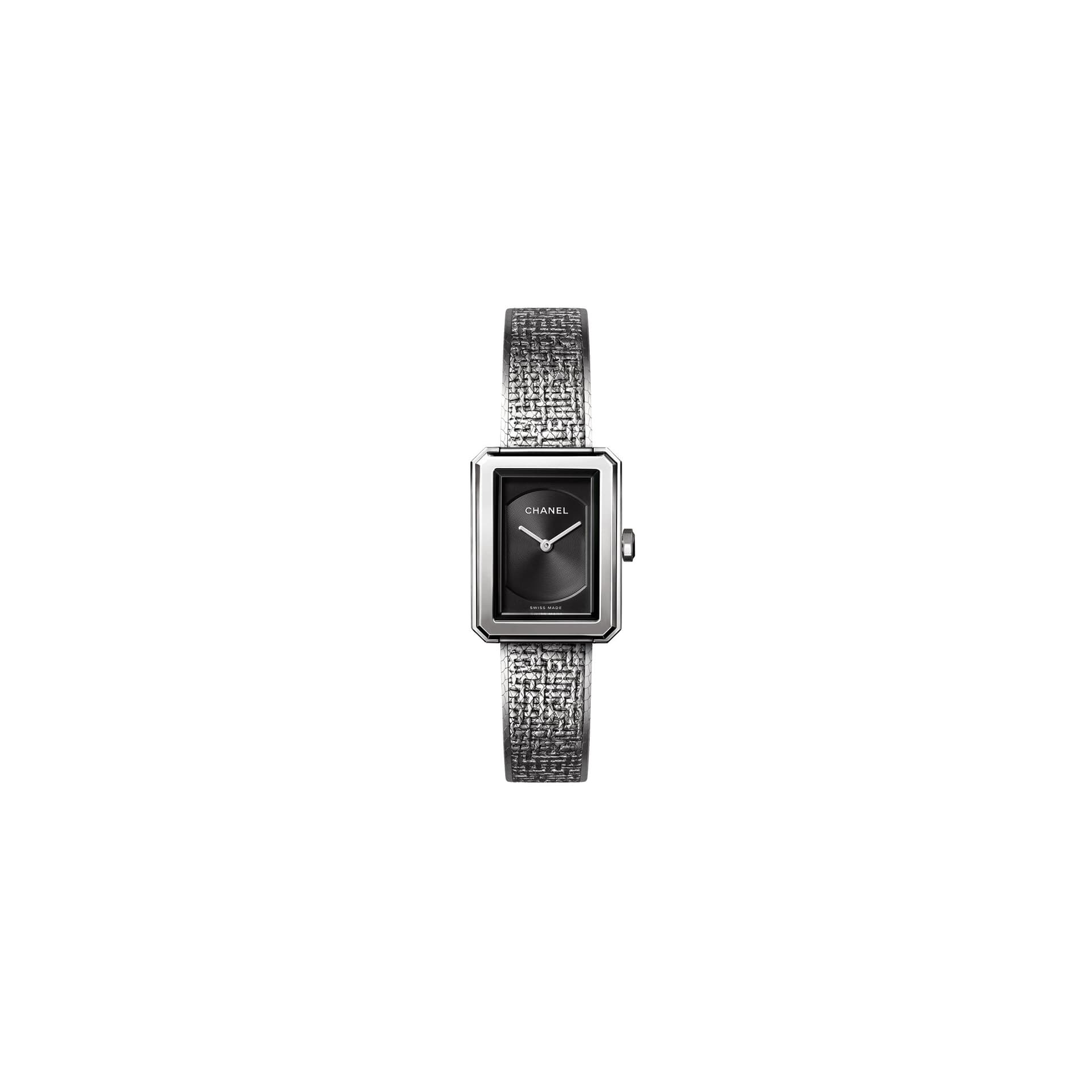 Chanel Montre CHANEL BOY∙FRIEND tweed cadran noir acier petit modèle