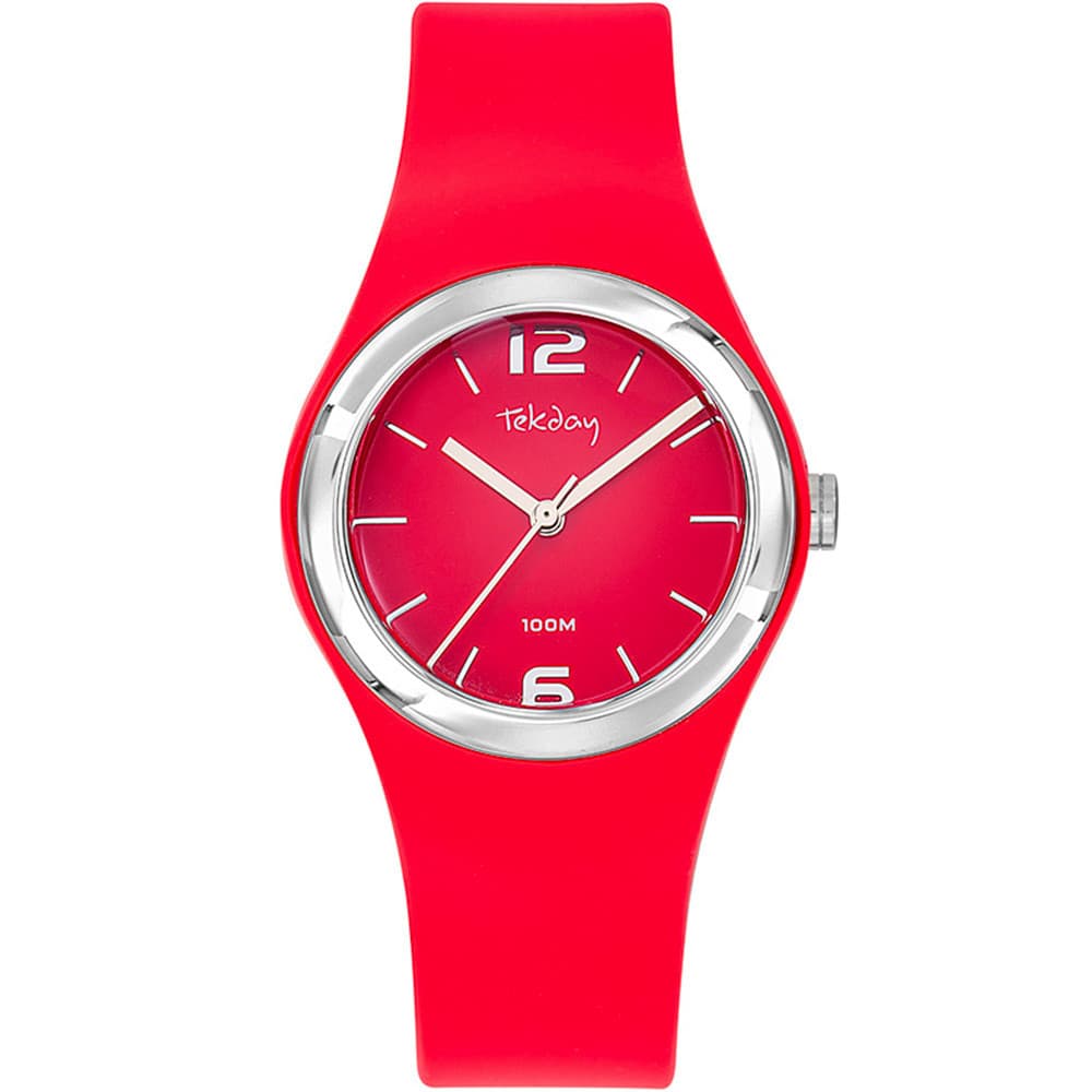 Tekday Montre Tekday en Plastique Rouge