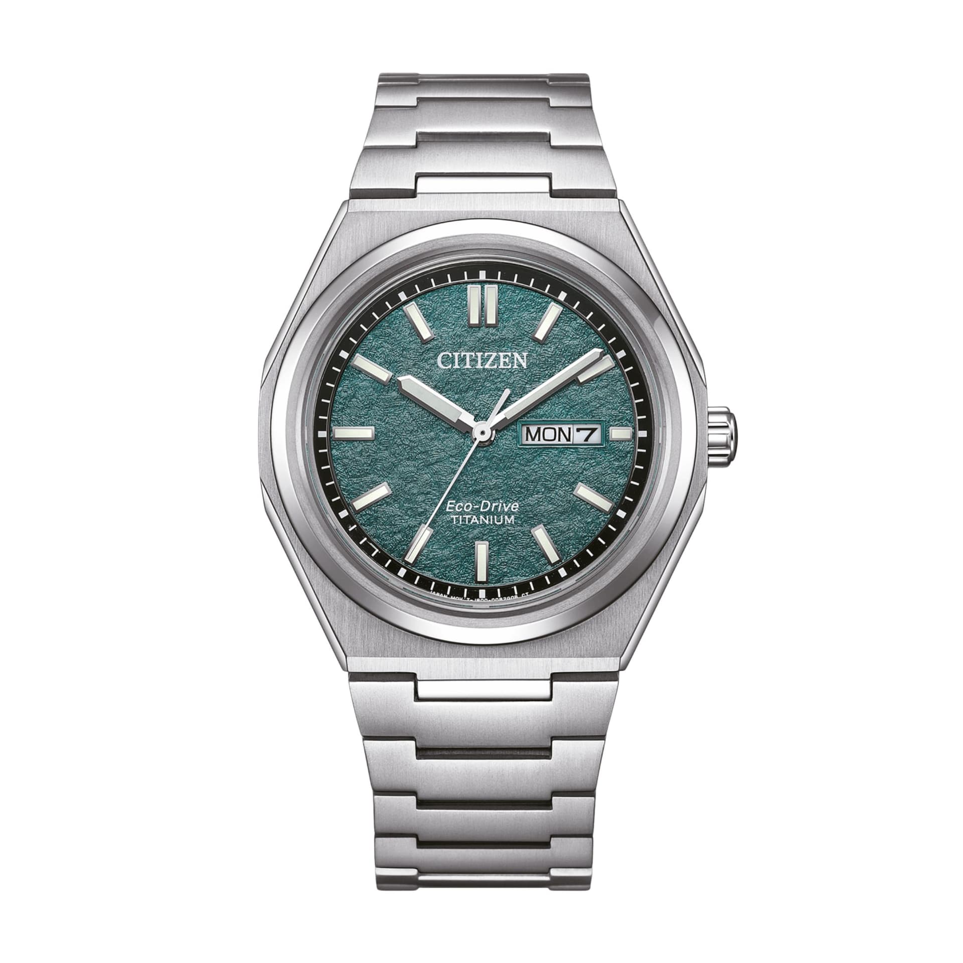 Citizen Montre Citizen Super Titanium Day-Date Eco-Drive cadran vert bracelet titane 39,5 mm