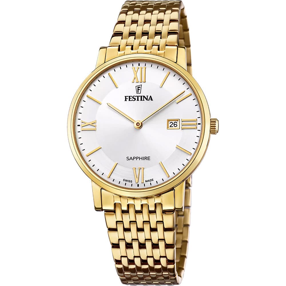 Festina Montre Festina Collection Swiss Made en Acier et PVD Doré