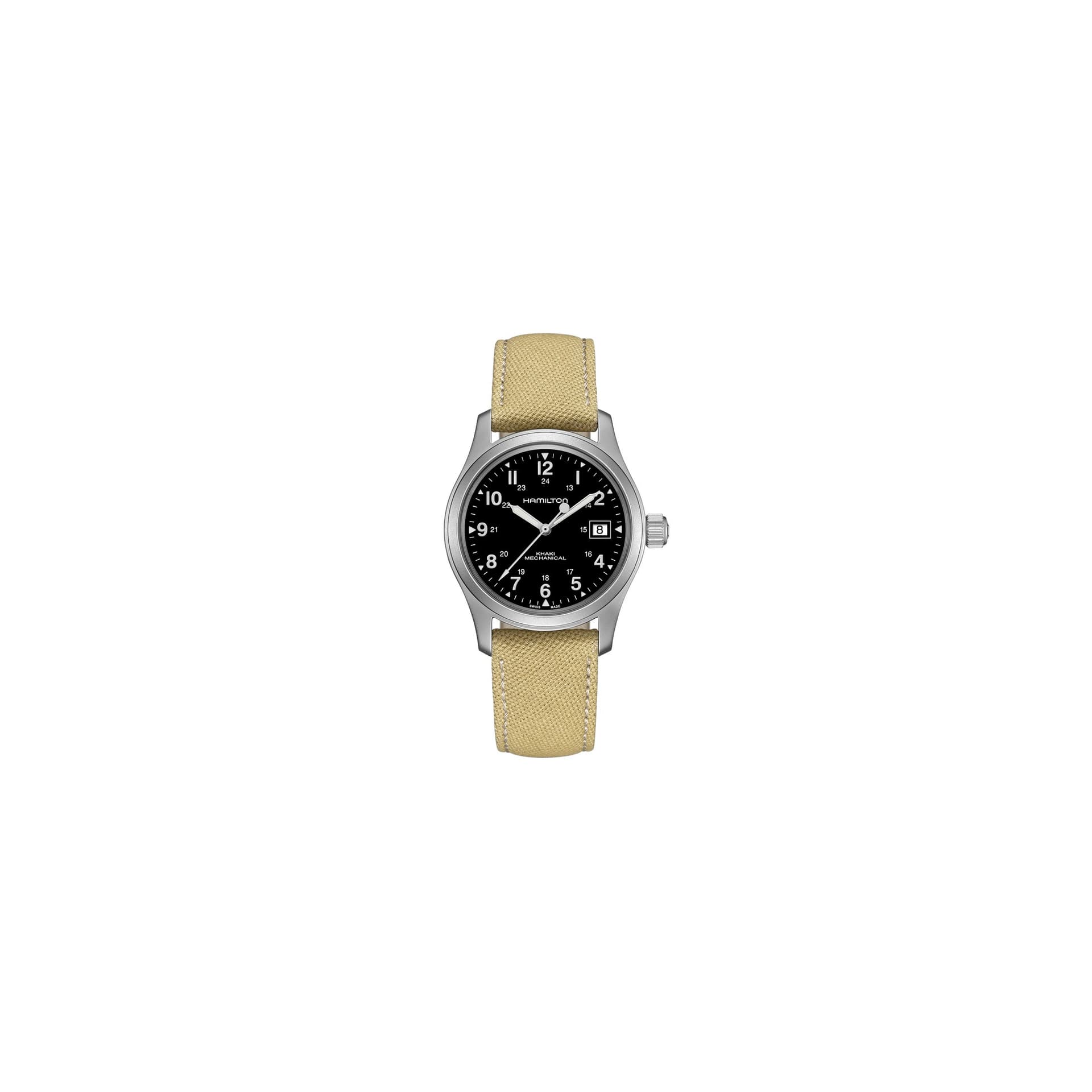 Hamilton Montre Hamilton Khaki Field Mechanical Cadran Noir Mechanical Cadran Noir Bracelet Canvas 38 mm