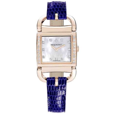Pequignet E. Montre Pequignet Attellage Quartz - Cadran Nacre Blanc - Bracelet Bleu - 5896509CD-LBL
