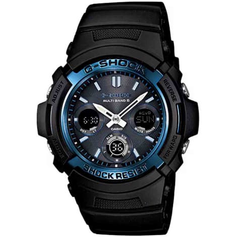 Casio Montre GShock Classic - Série AWG-M100 - Noir & Bleu 52 × 46.4 mm- AWG-M100A-1A