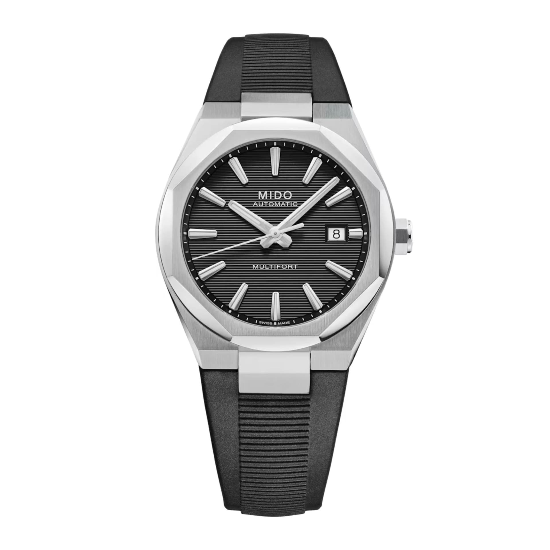 Mido Montre Mido Multifort 8 One Crown automatique cadran noir bracelet caoutchouc 40 mm