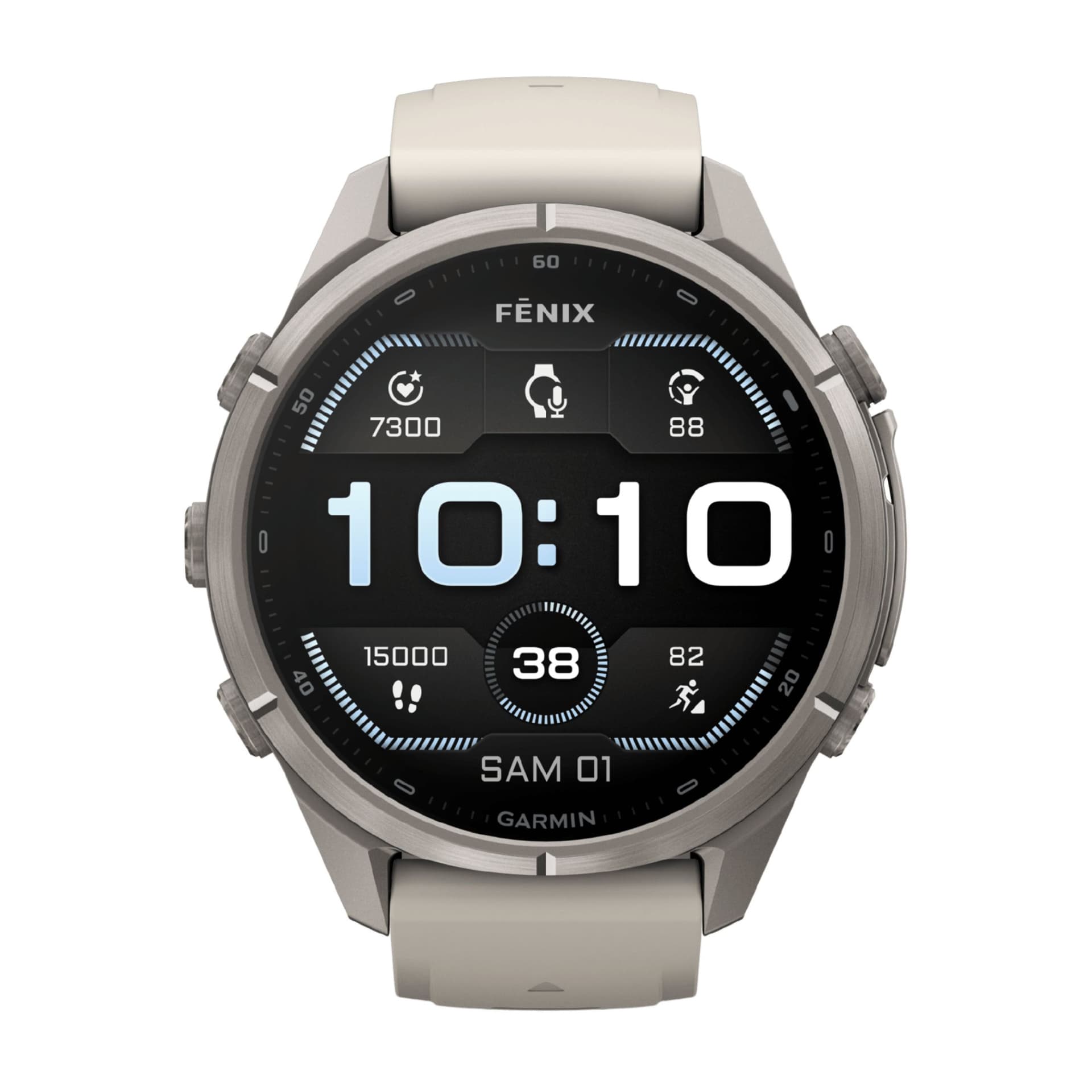 Garmin Montre Garmin Fēnix 9 Pro inReach AMOLED Sapphire Titane bracelet Fog gray/dark sandstone silicone 43 mm