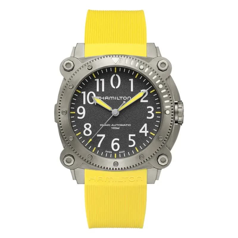Hamilton Montre Hamilton Khaki Navy BeLOWZERO 1000m Automatique Cadran Gris Bracelet Caoutchouc 46 mm