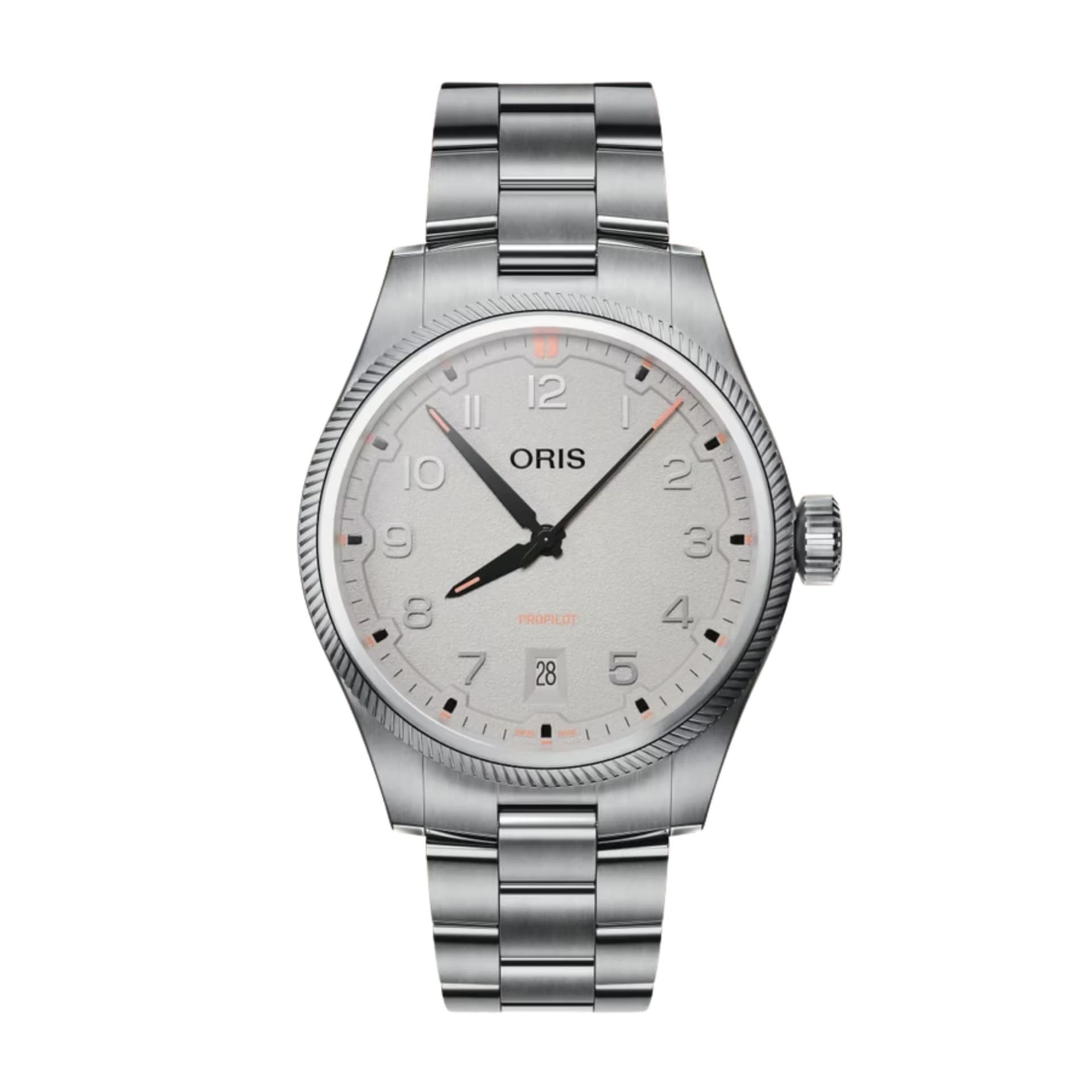Oris Montre Oris Aviation Propilot Date automatique cadran gris bracelet acier 41 mm