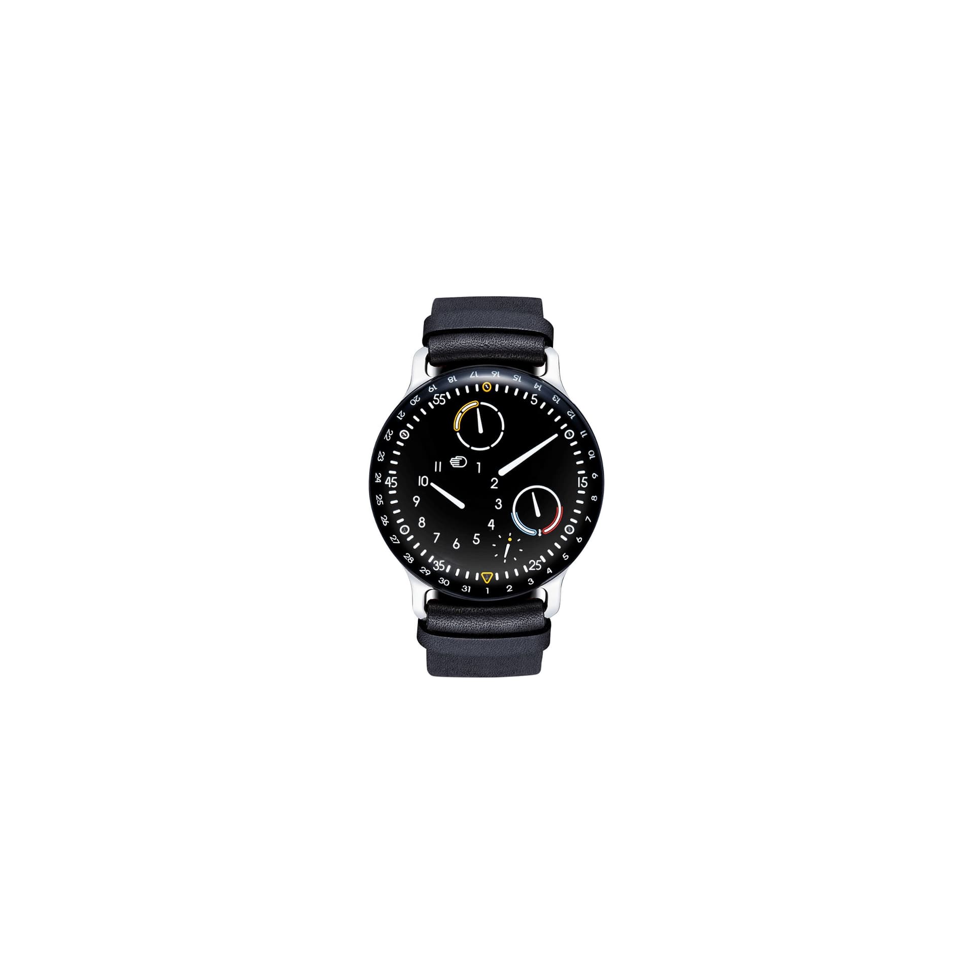 Ressence Montre Ressence Type 3 B titane automatique cadran noir bracelet cuir noir 44 mm