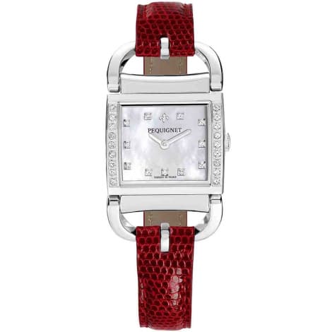 Pequignet E. Montre Pequignet Attellage Quartz - Cadran Nacre Blanc - Bracelet Rouge - 5894509CD-L