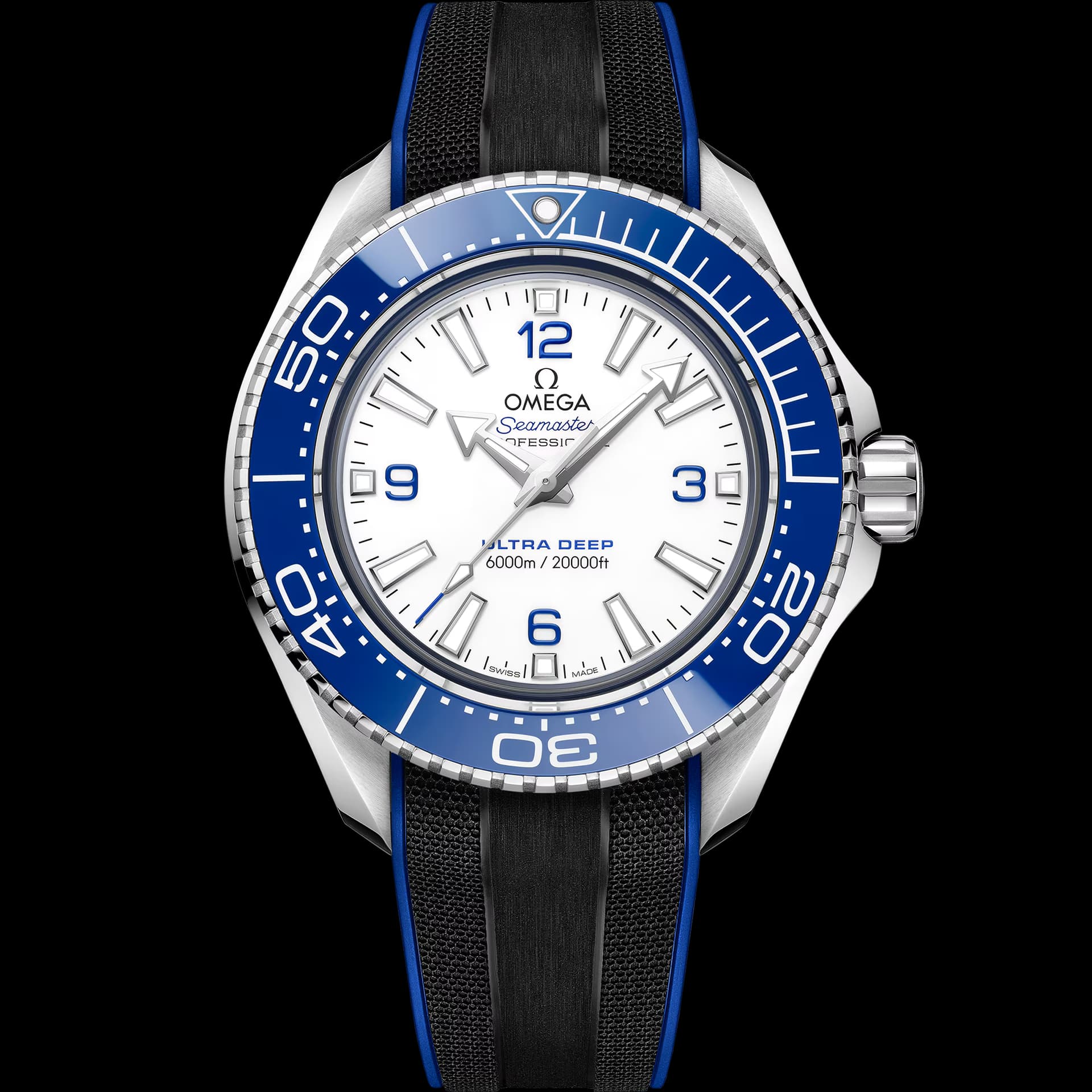 Omega Seamaster 45,5 mm, O-MEGASTEEL sur bracelet caoutchouc