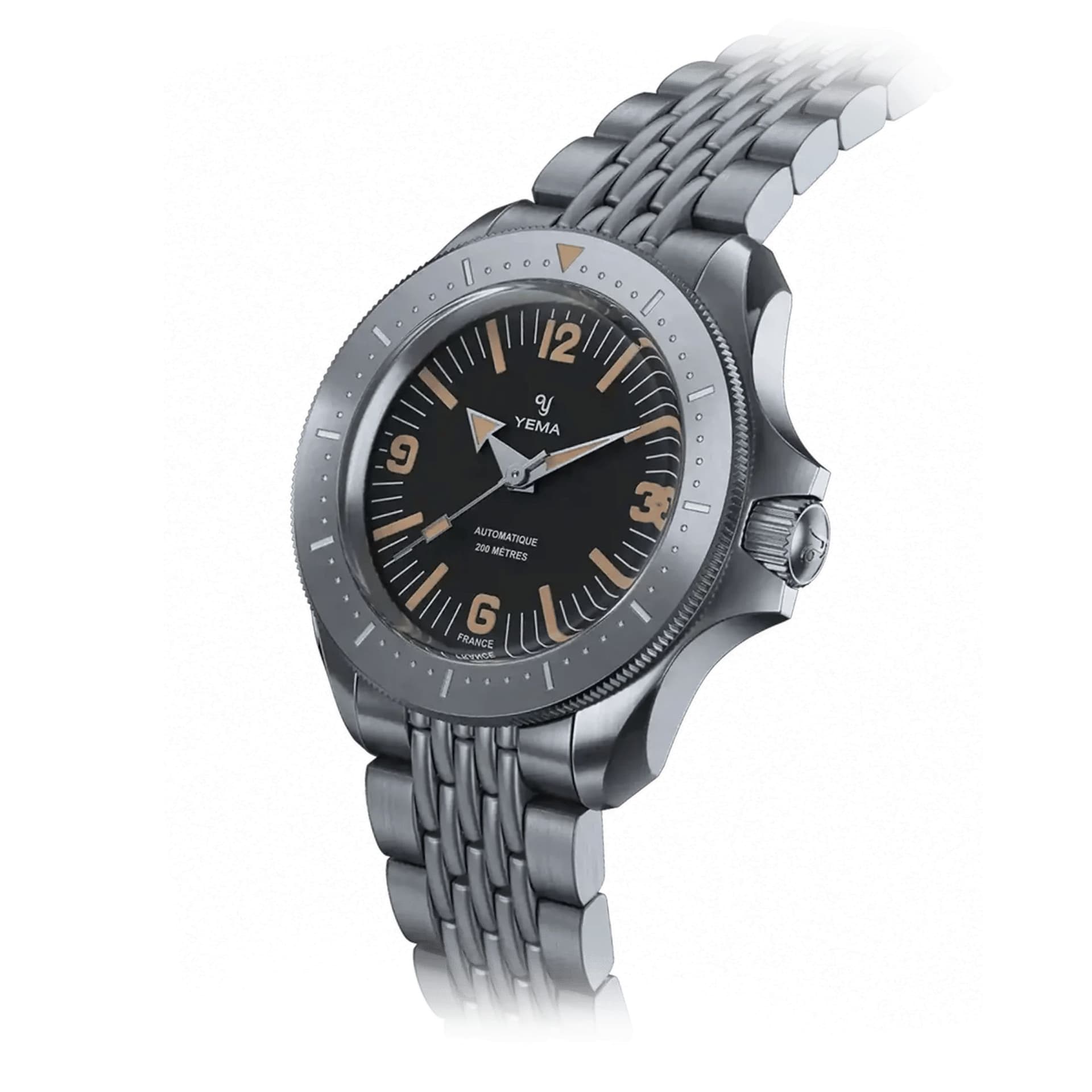 Yema Montre Yema Diver automatique cadran noir bracelet acier 39,5 mm
