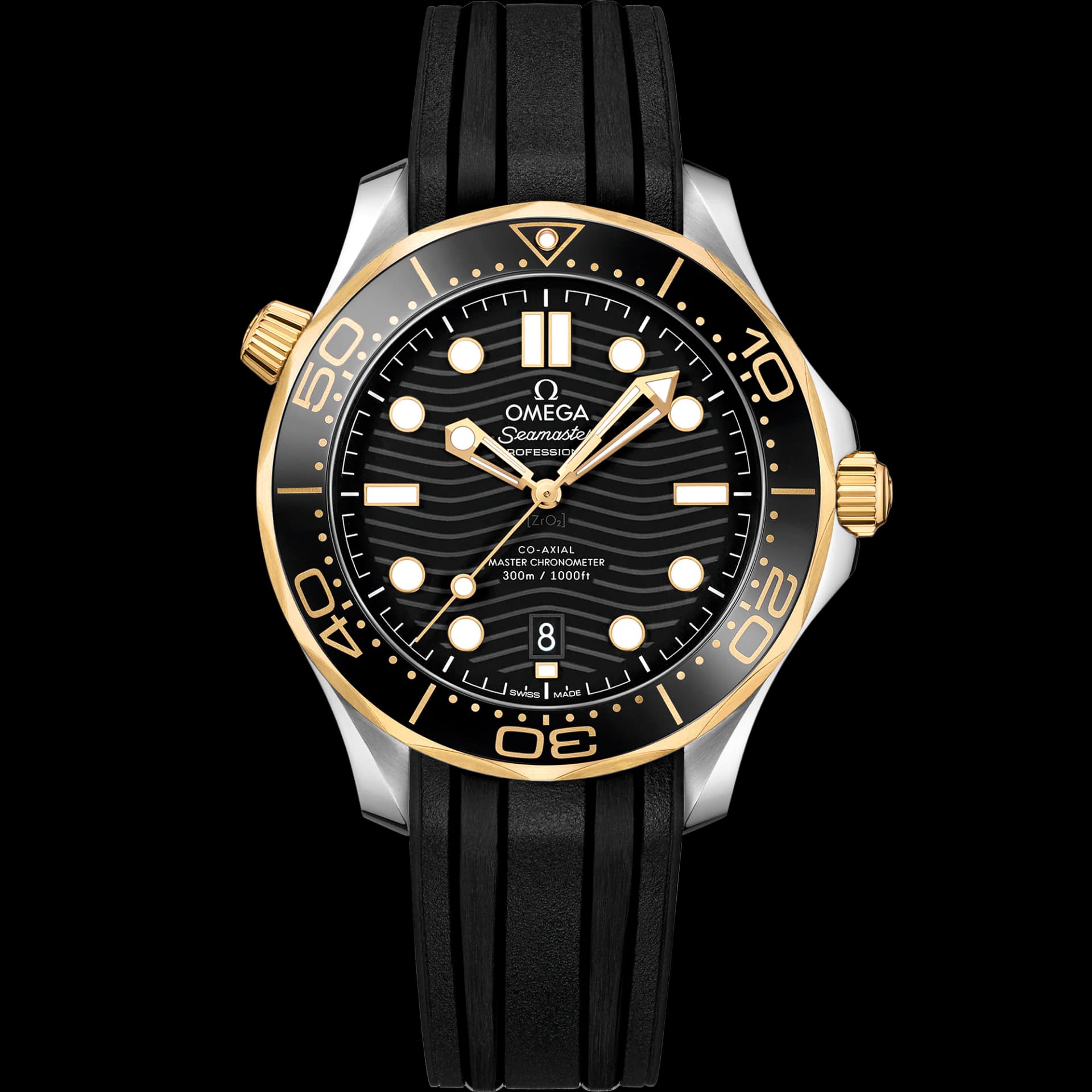 Omega Seamaster 42 mm, acier - or jaune sur bracelet caoutchouc
