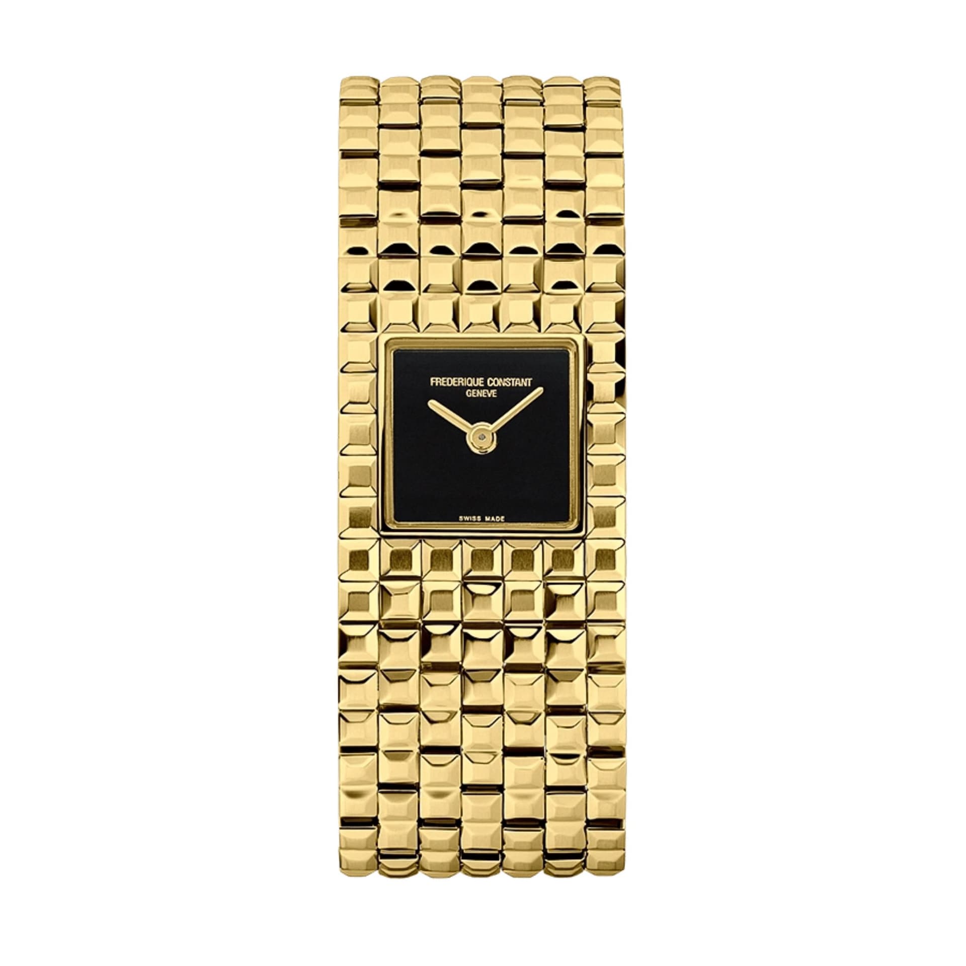 Frédérique Constant Montre Frédérique Constant Classics Manchette PVD Or Jaune quartz cadran onyx bracelet acier 25.7 x 20 mm