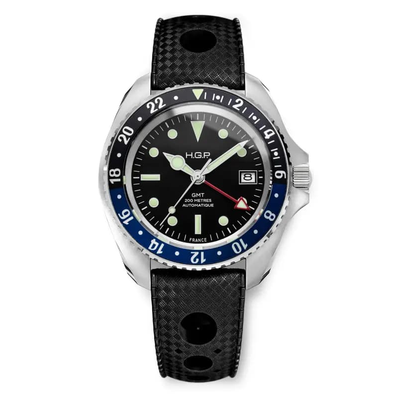 HGP Montre Automatique Diver GMT 200m - Noir & Bleu "BATMAN"