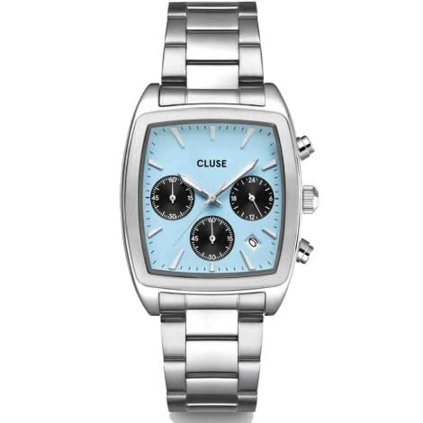 Cluse Quartaut Chrono Watch Steel, Blue and Black, Silver Colour